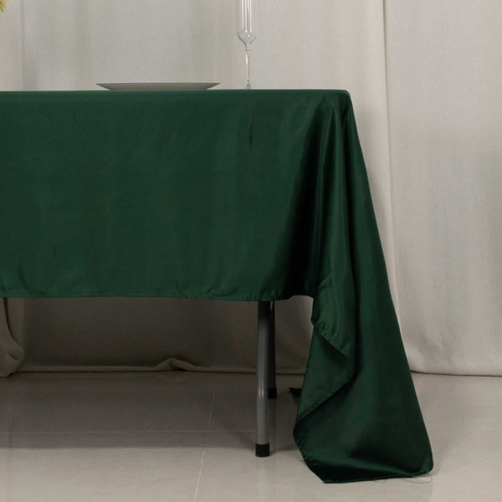 Lamour Satin 60x126 Rectangle Tablecloth Hunter Emerald Green - Soft & Silk-Like Table Cover