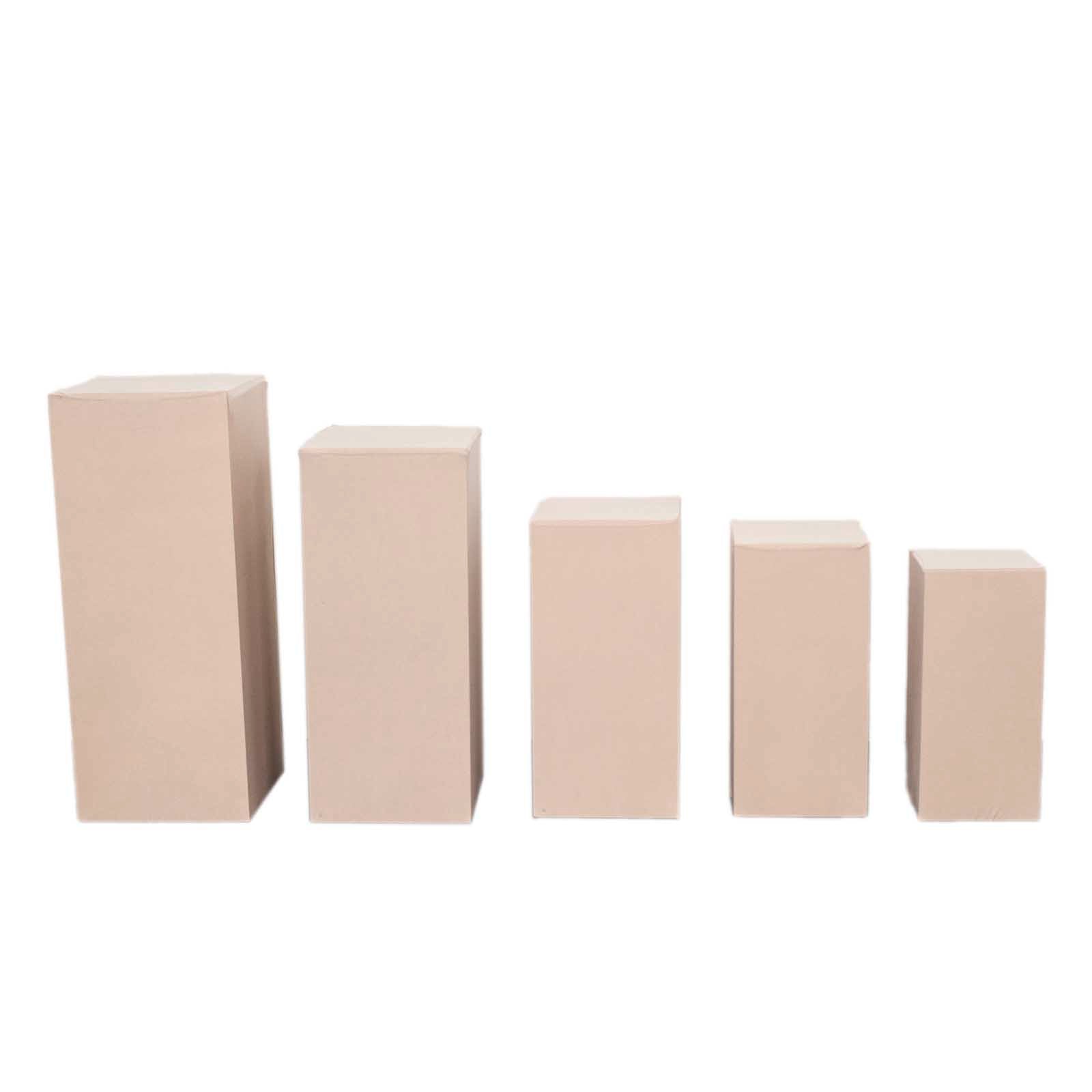 Set of 5 Nude Spandex Rectangle Pedestal Stand Covers, Stretchable Pillar Prop Covers - 160 GSM