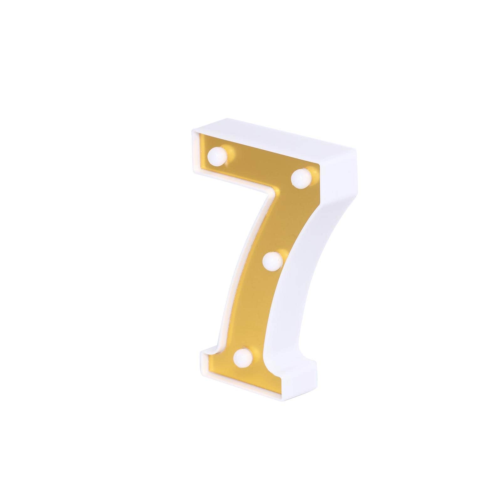 3D Marquee Number 7 Warm White 4 LED Lights Gold - Stylish Light-Up Accent for Events 6