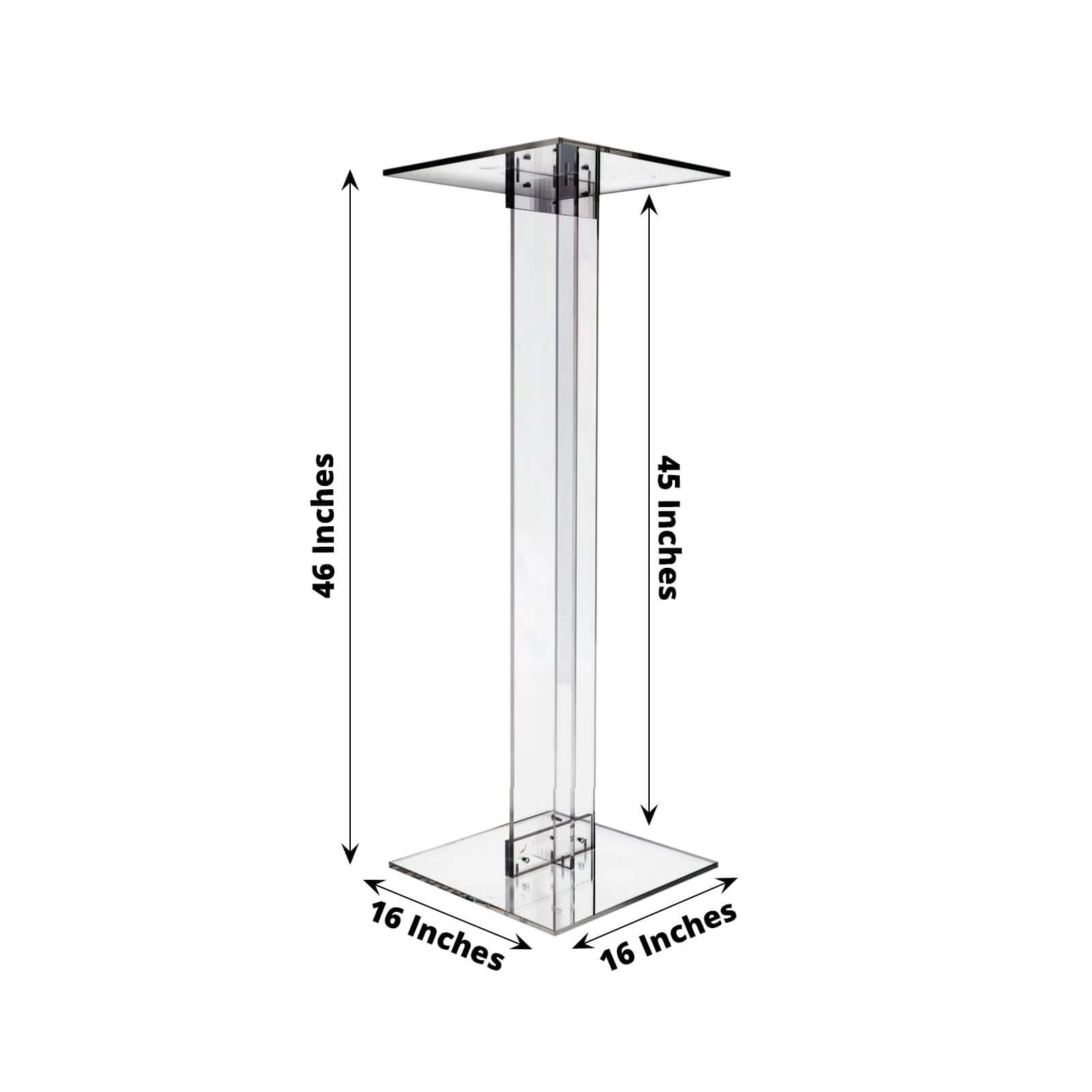 Acrylic Wedding Aisle Display Stand Flower Pedestal with Square Bases Clear - Durable 10mm Thick Centerpiece for Events 46