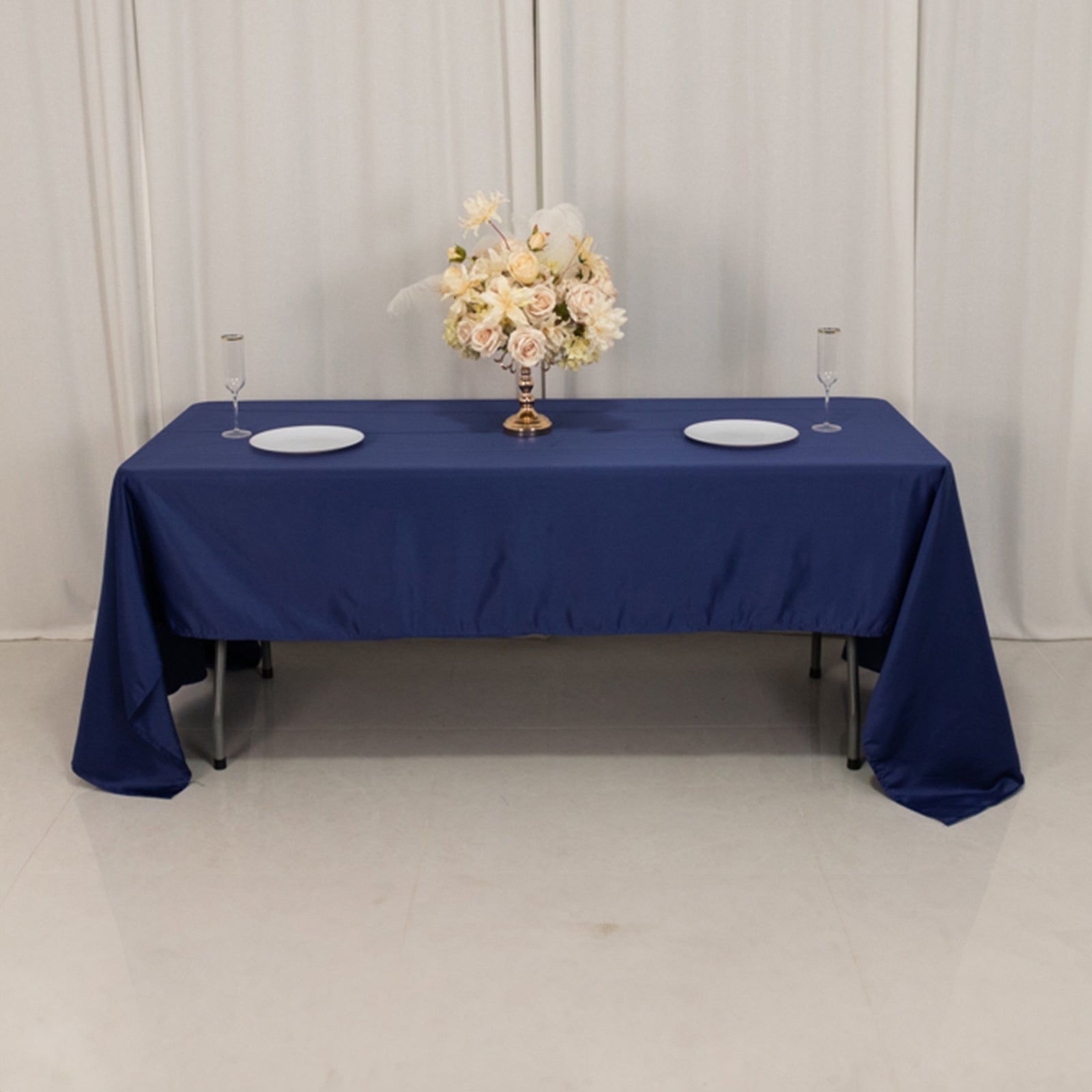 Lamour Satin 60x126 Rectangle Tablecloth Navy Blue - Soft & Silk-Like Table Cover