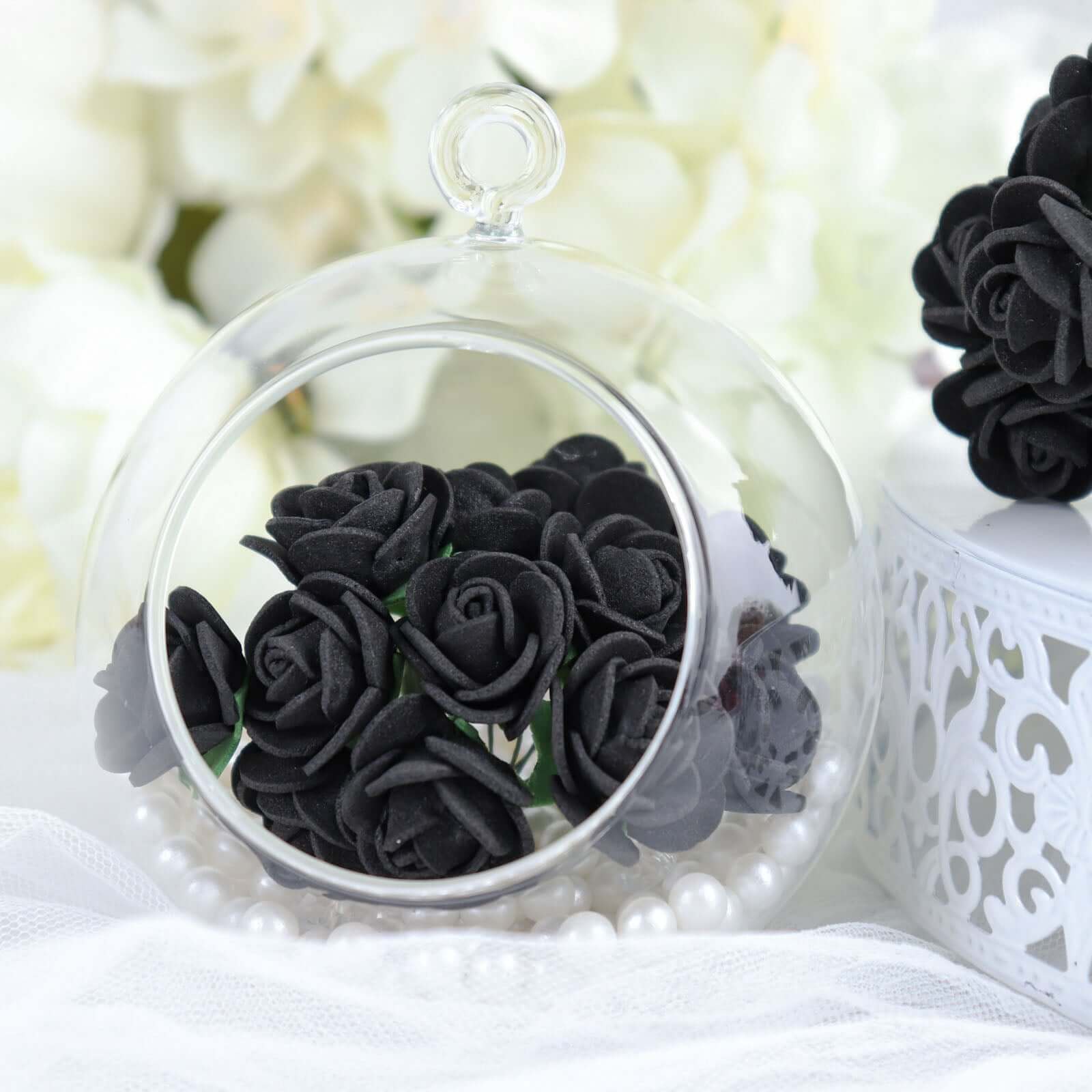 48 Roses 1 Black Real Touch Artificial DIY Foam Rose Flowers With Stem, Craft Rose Buds