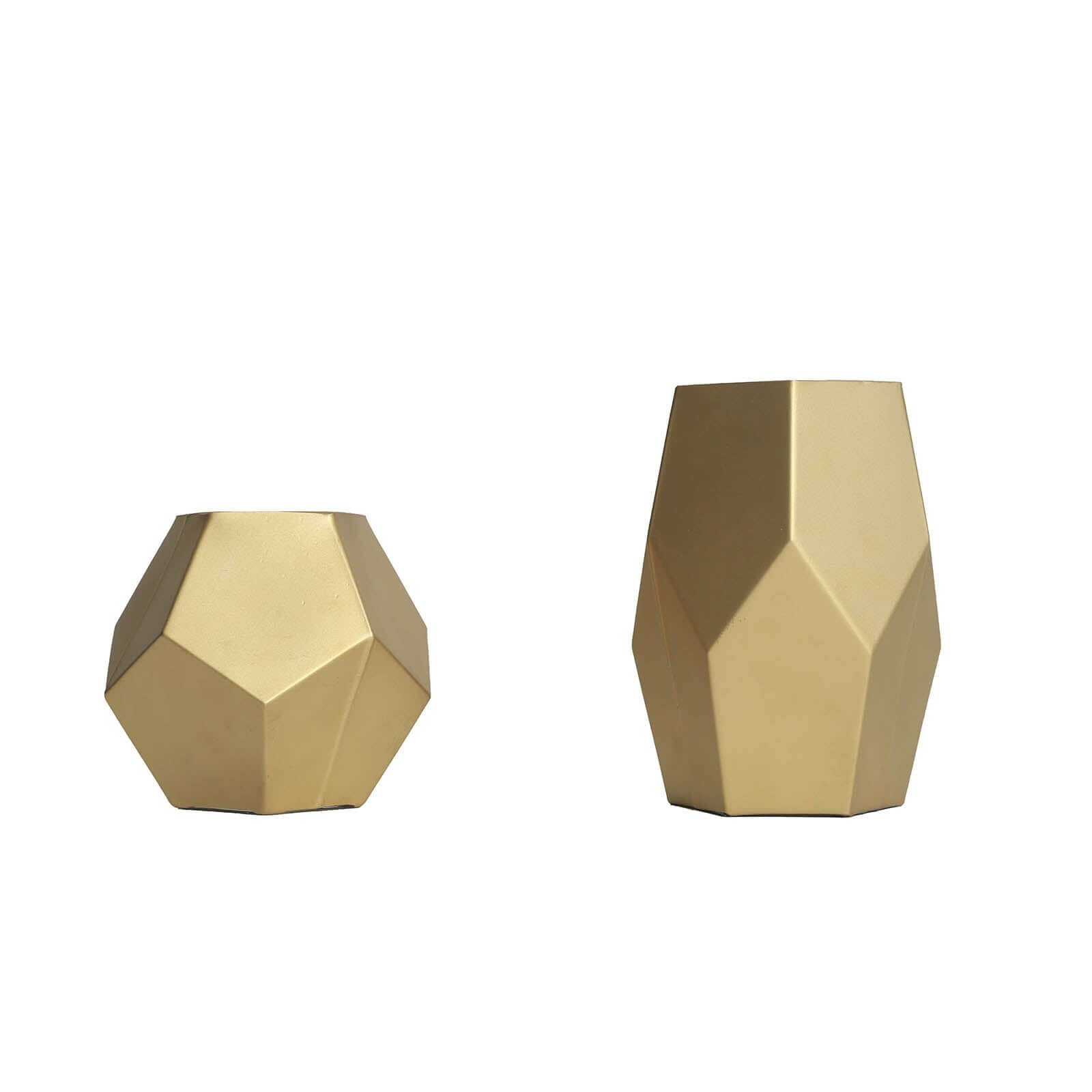 Set of 2 Glass Flower Vases Geometric Design Matte Gold - Stylish Modern Candle Holder Centerpieces 5, 8