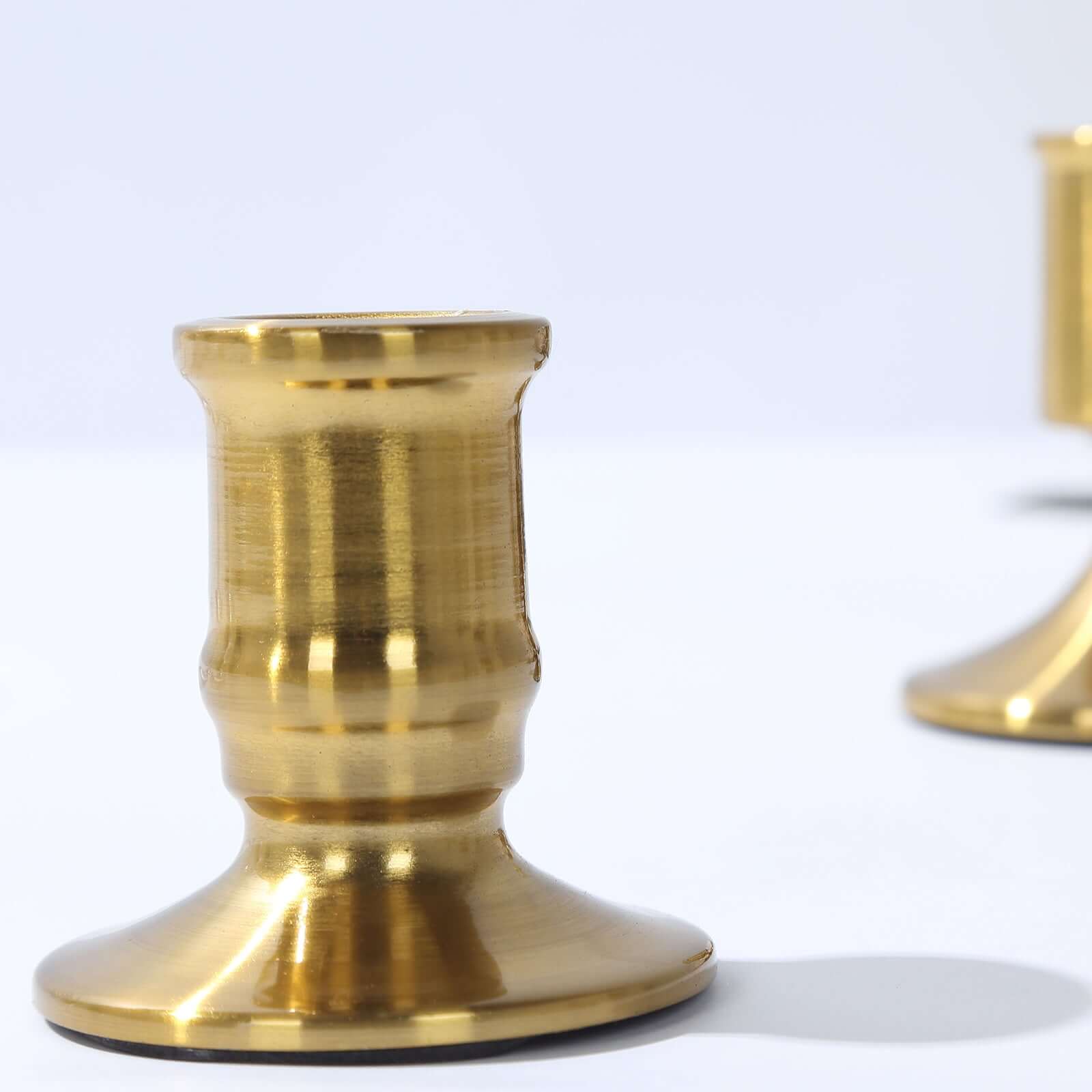 Set of 4 Metal Taper Candle Holders Vintage Gold with Sturdy Round Base - Traditional Pillar Candlestick Holders 2.5, 3