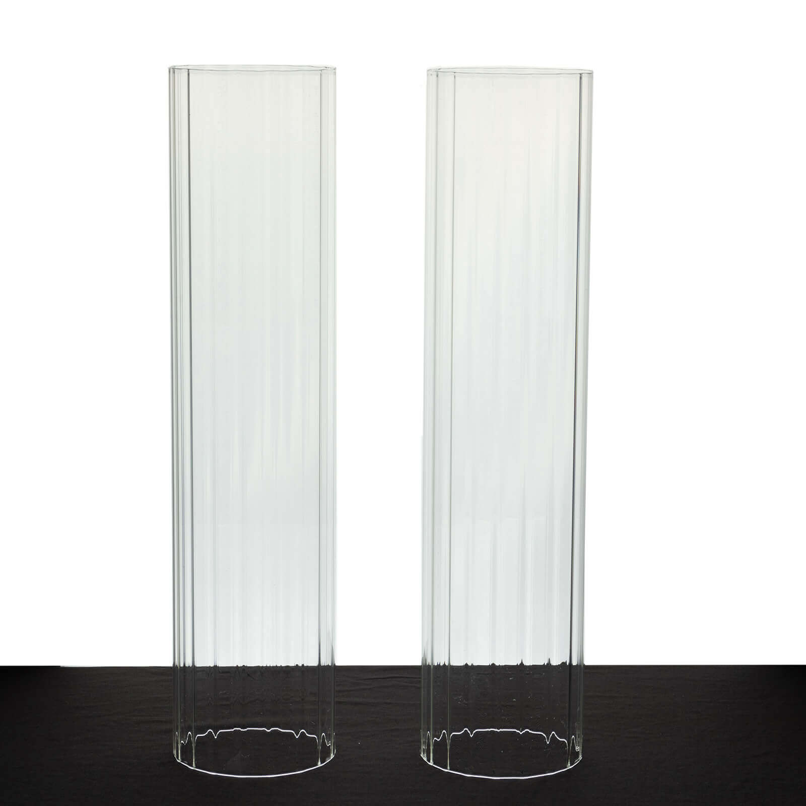 2-Pack Clear Ribbed Glass Hurricane Shades Open End Design - Stylish Candelabra Pillar Candle Holder Table Centerpiece 20