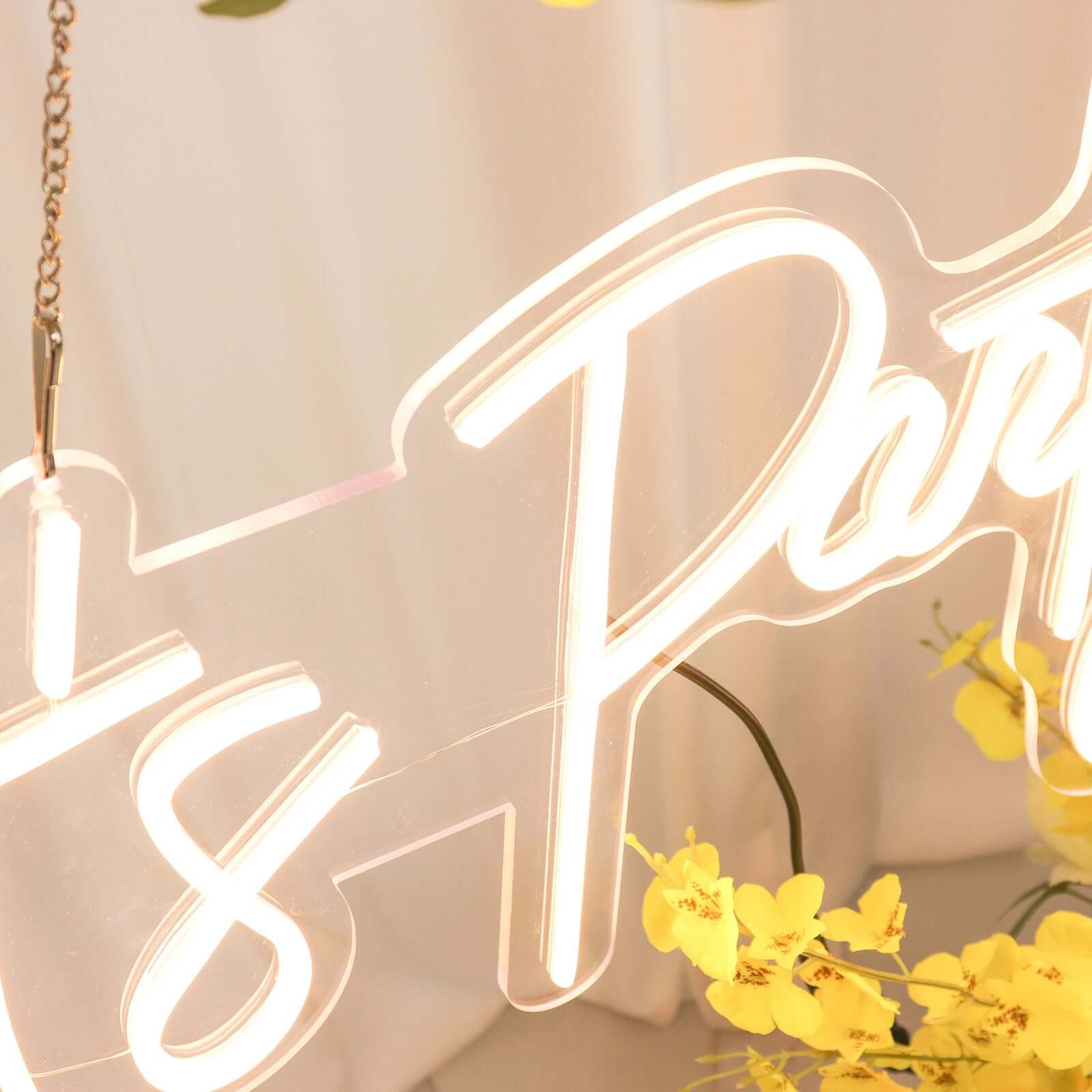 23 Let's Party Neon Light Sign, LED Reusable Wall Décor Lights With 5ft Hanging Chain