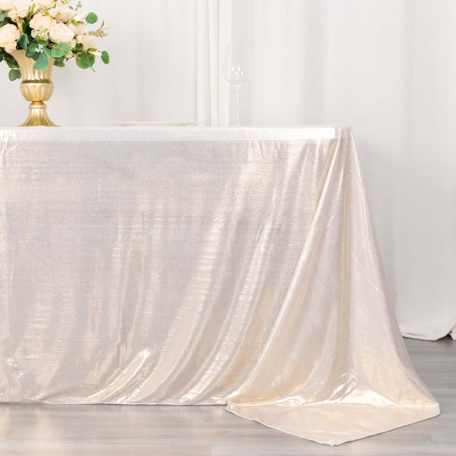 Sequin Dots Polyester 90x132 Rectangle Tablecloth Shimmering Beige - Seamless, Glittering & Wrinkle Free Table Cover