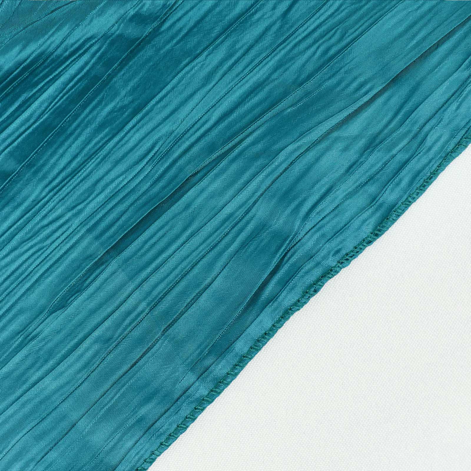 Taffeta 90x90 Table Overlay Square Tablecloth Peacock Teal - Accordion Crinkle Table Cover