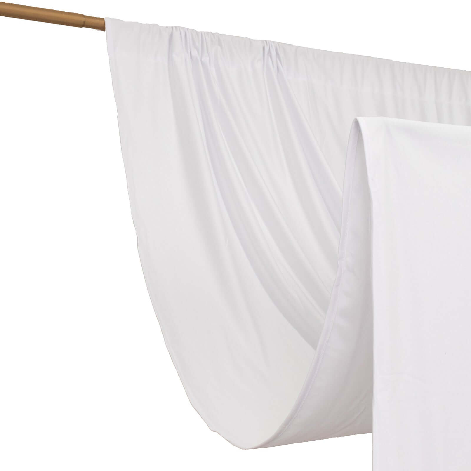 White Scuba Polyester Event Curtain Drapes, Durable Flame Resistant Backdrop Event Panel Wrinkle Free with Rod Pockets - 5ftx14ft