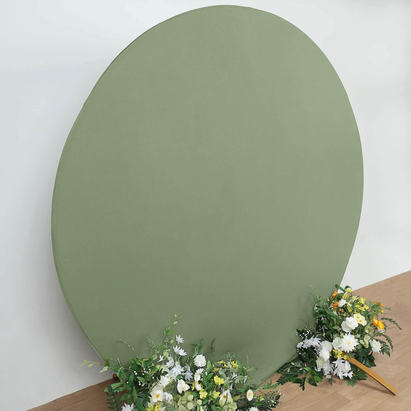 7.5ft Dusty Sage Green Round Spandex Fit Party Backdrop Stand Cover