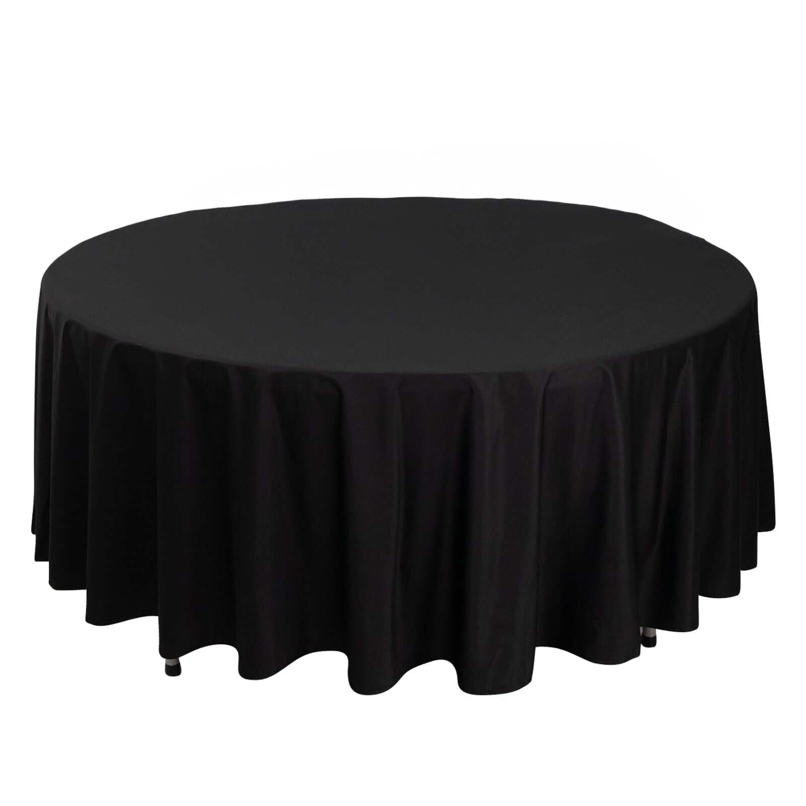 Premium Scuba Round 108 Tablecloth Black - Wrinkle Free & Stain Resistant Table Cover for Exquisite Events