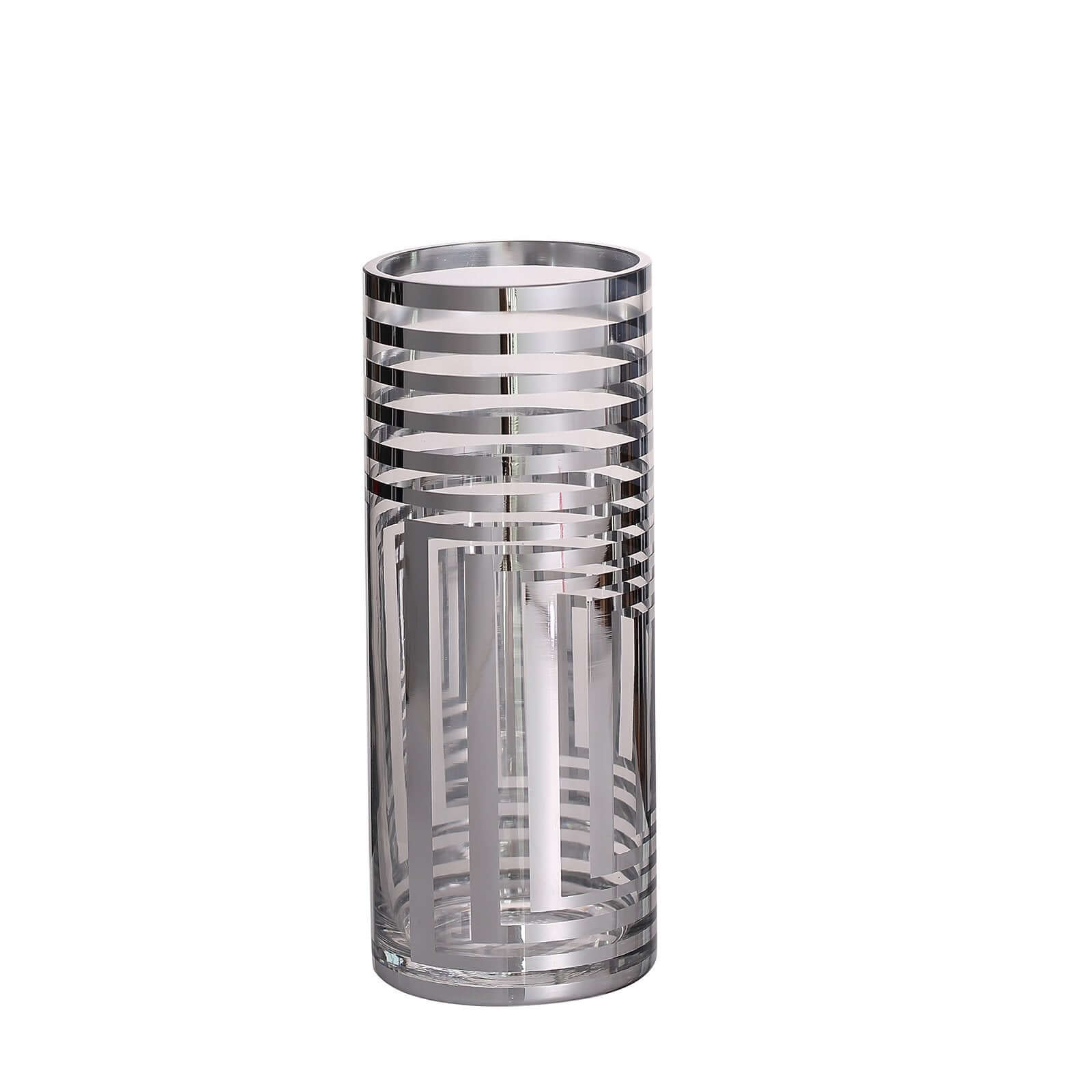 2-Pack Glass Cylinder Vases Silver Striped - Sophisticated Flower Centerpieces for Events 11