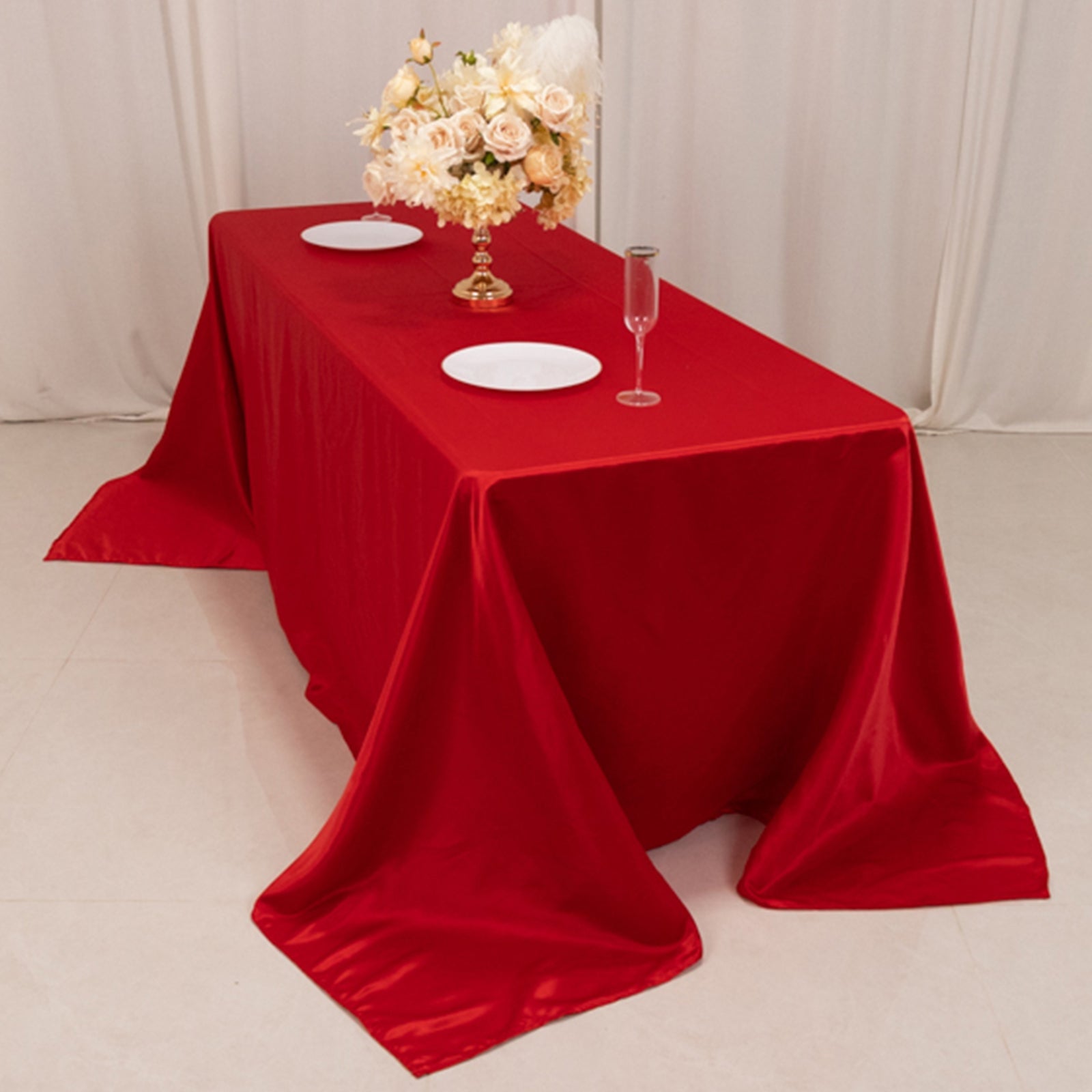 Lamour Satin 90x132 Rectangle Tablecloth Red - Soft & Silk-Like Seamless Table Cover