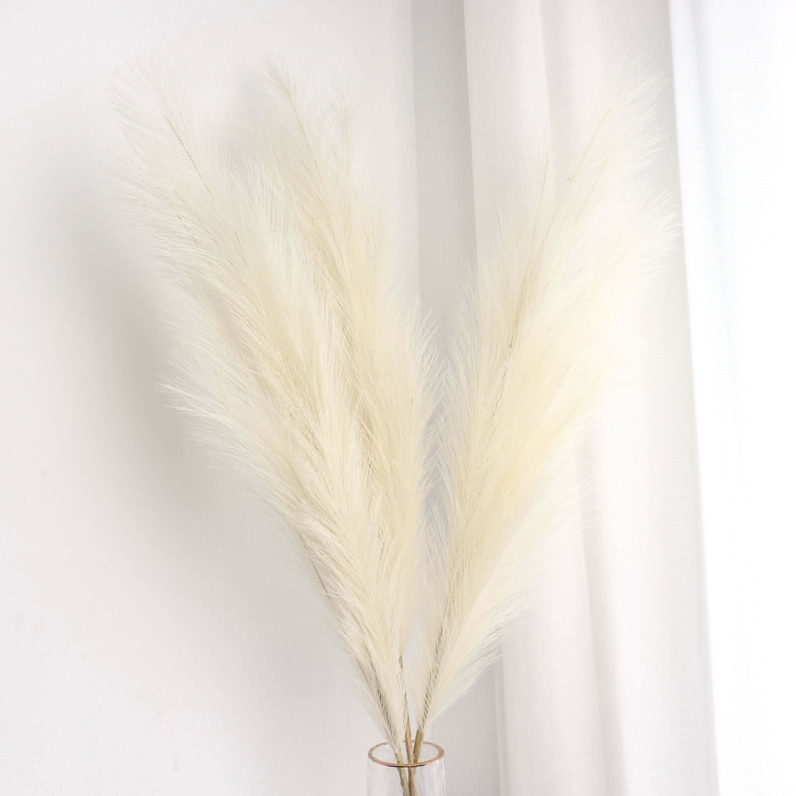 3 Stems Artificial Pampas Grass Decor Cream - Soft Realistic Faux Ornamental Grass Branches for Rustic Boho Chic Backdrops Floral Styling & Vase Displays 44