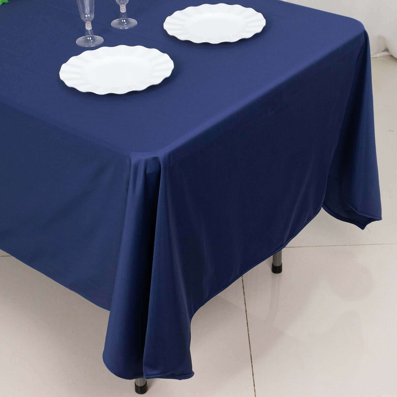 Premium Scuba Rectangular 60x102 Tablecloth Navy Blue - Wrinkle Free & Stain Resistant Table Cover