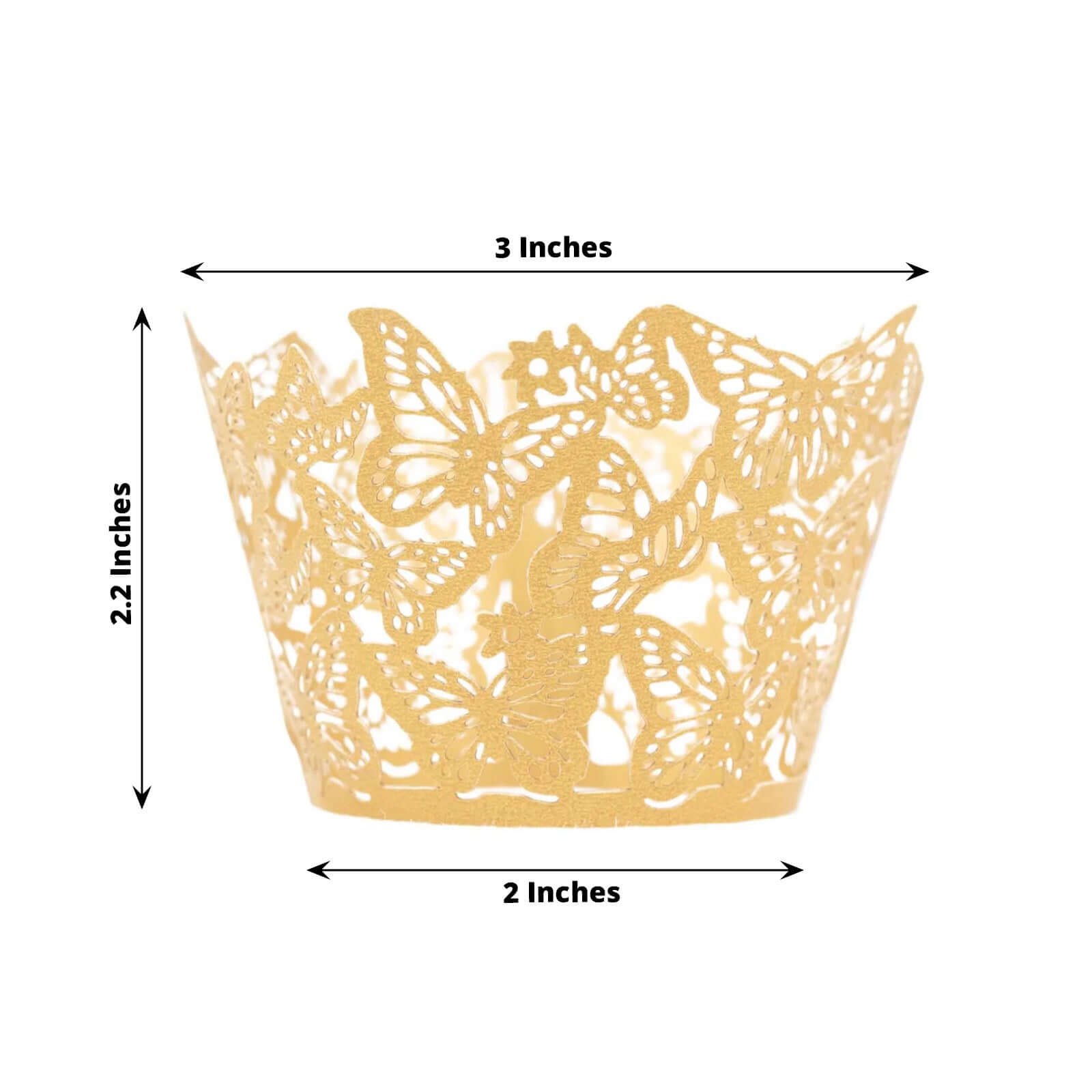 25-Pack Paper Cupcake Liners Butterfly Lace Pattern Design Gold - Round Muffin Wrapper Cups 3