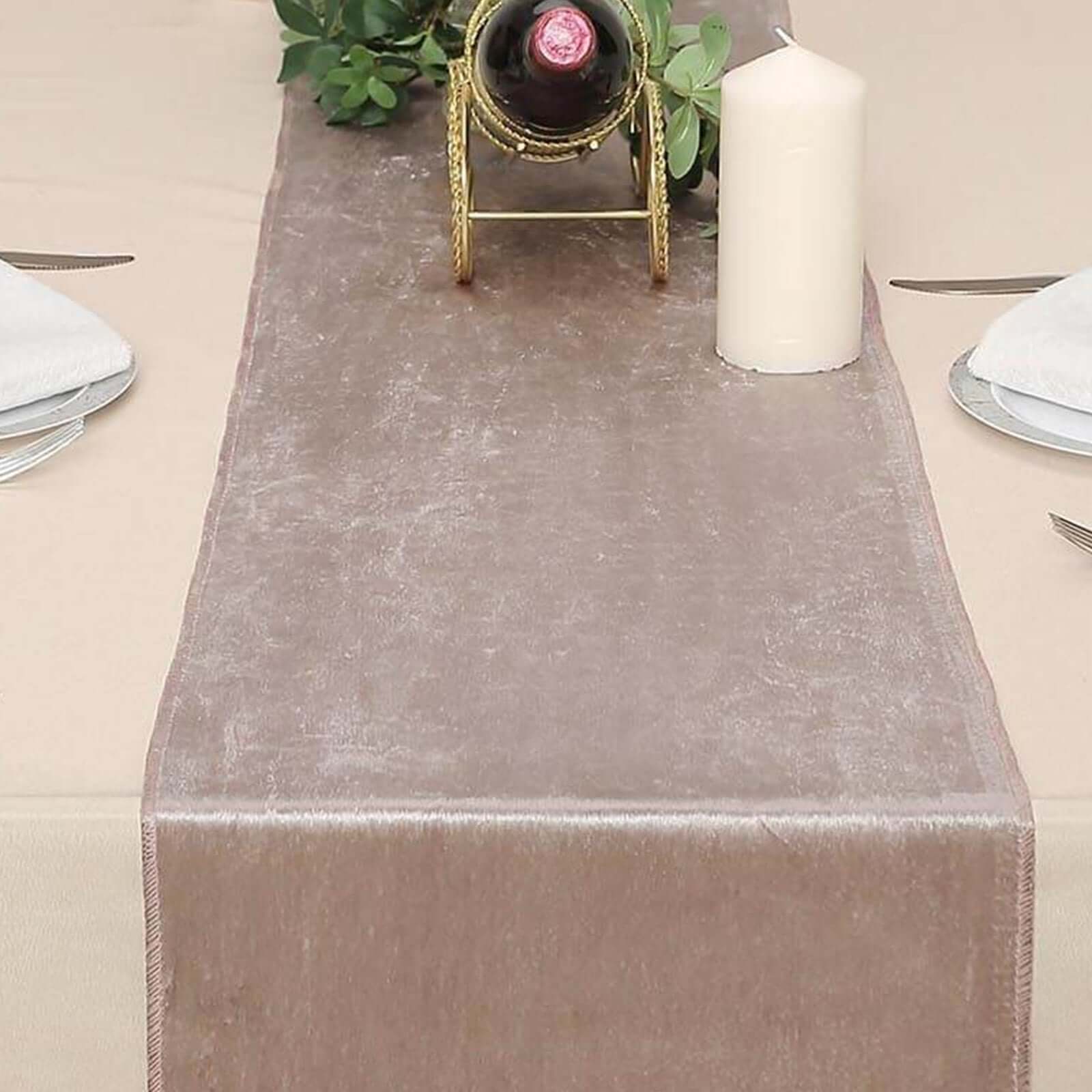 Premium Velvet 12x108 Table Runner Mauve - Sheen Finish Reusable Table Decor