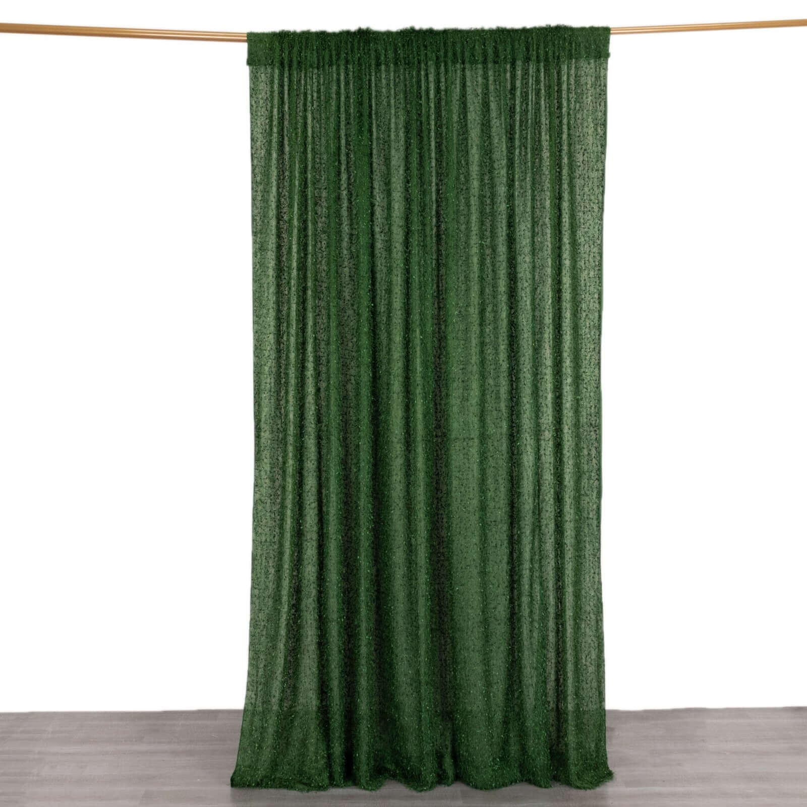 8ftx8ft Green Fringe Shag Polyester Event Drapery Panel, Minky Fabric Divider Backdrop Curtain