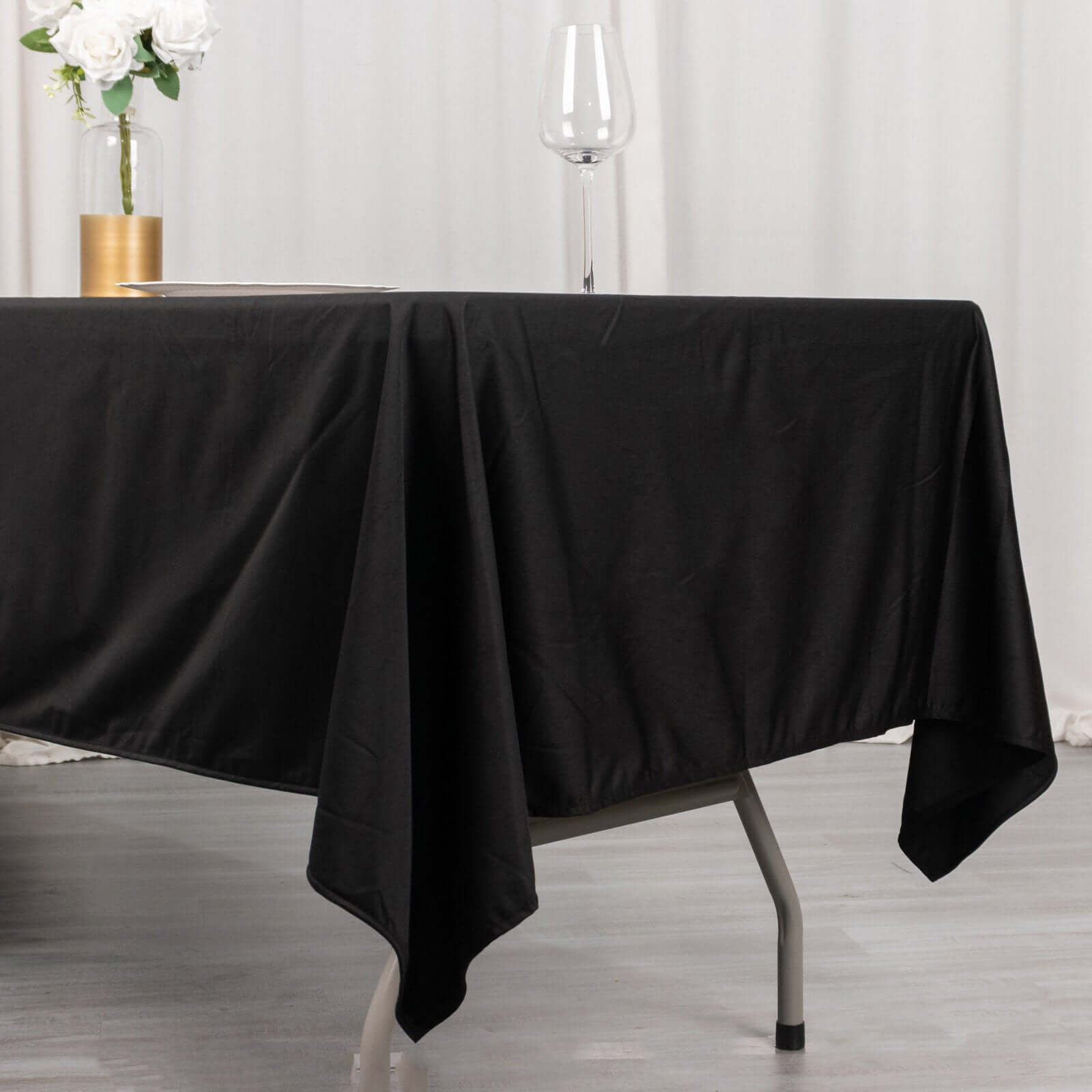 Premium Scuba Rectangular 60x102 Tablecloth Black - Wrinkle Free & Stain Resistant Table Cover for Weddings and Banquets