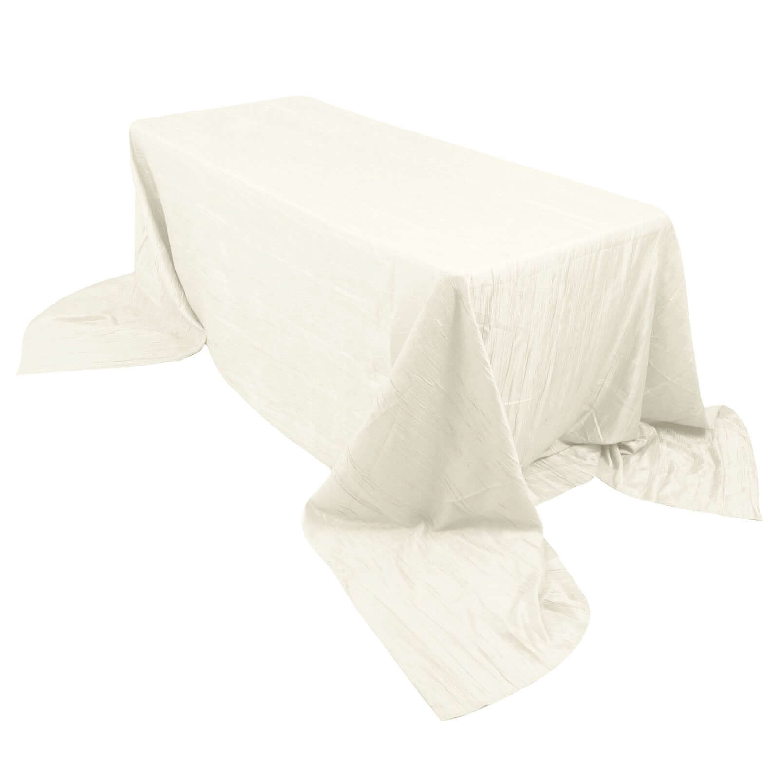 Taffeta 90x156 Rectangle Tablecloth Ivory - Accordion Crinkle Seamless Table Cover