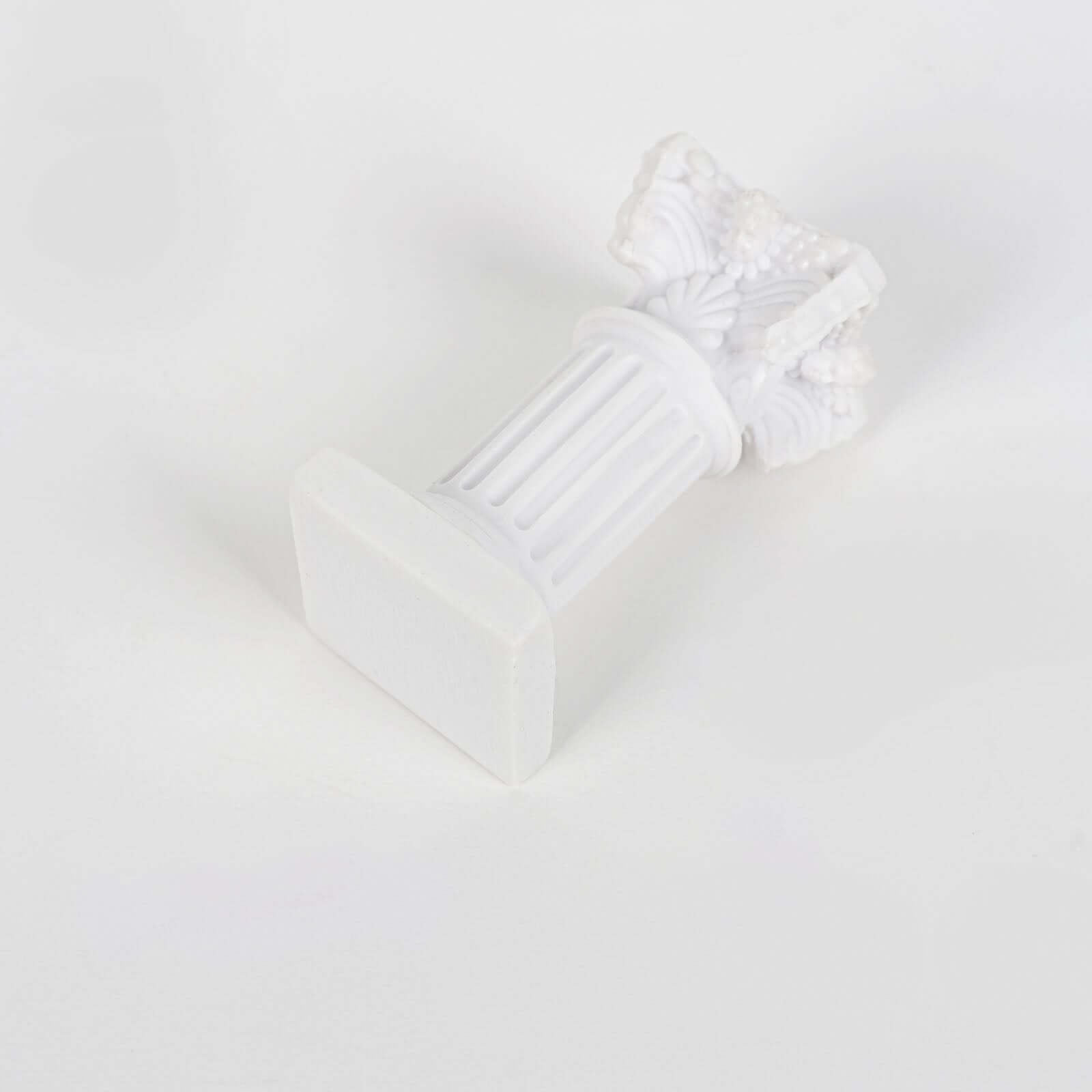 6-Pack Resin Roman Column Pillar Pedestal Candle Holders, Greek Statue Antique White Stands Sturdy Decorative Design 2.5