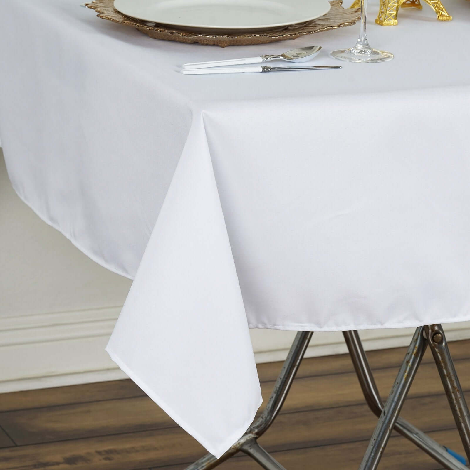 Premium Polyester 54x54 Square Tablecloth White - Stain and Wrinkle-Resistant 220GSM Finish for Weddings & Events