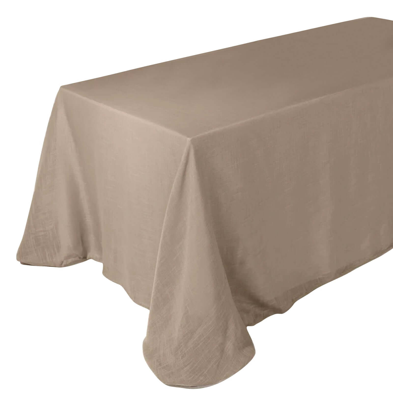 Faux Linen 90x132 Rectangular Tablecloth Taupe - Slubby Texture Wrinkle-Resistant Seamless Table Cover