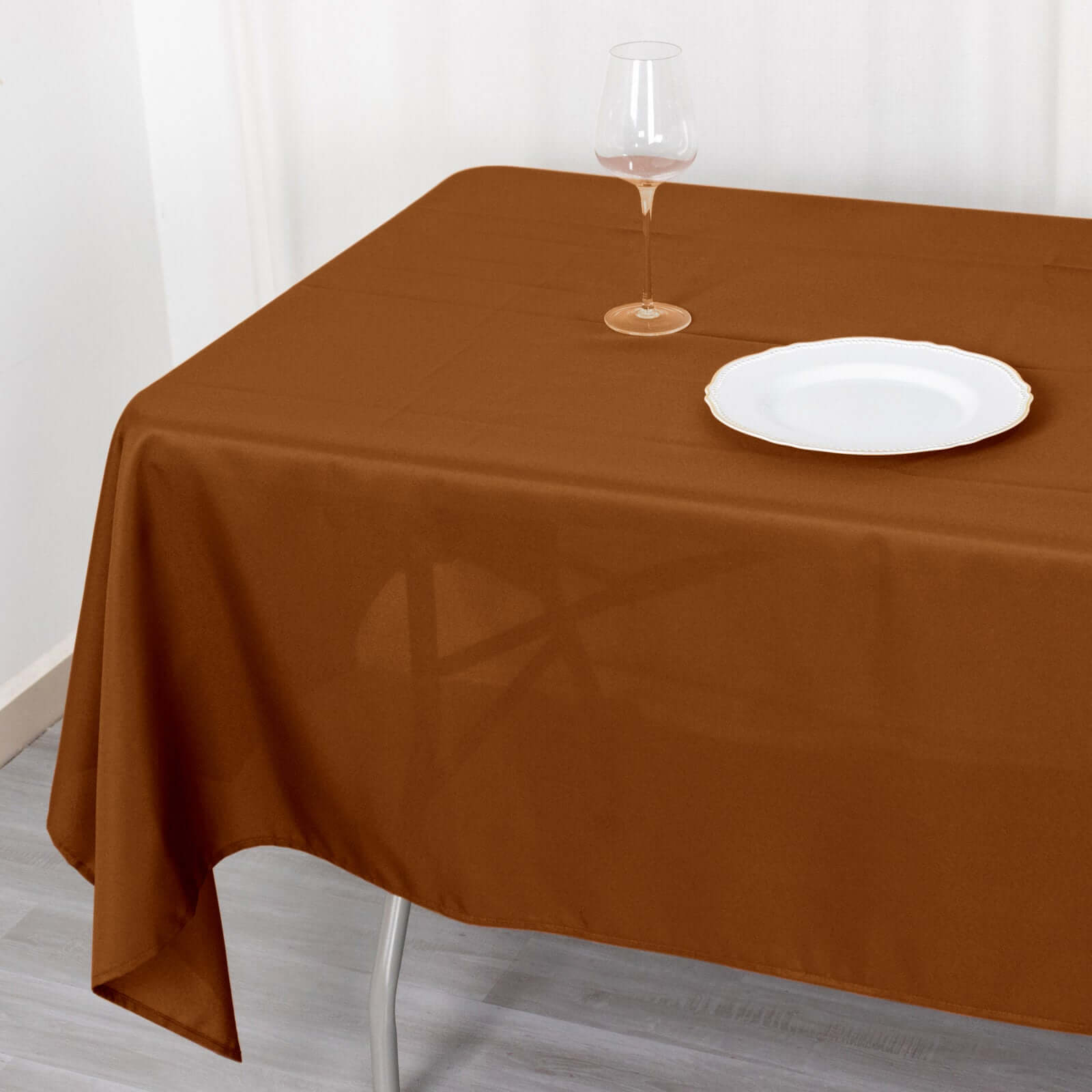 Polyester 60x102 Rectangle Tablecloth Cinnamon Brown - Durable and Stylish Table Cover