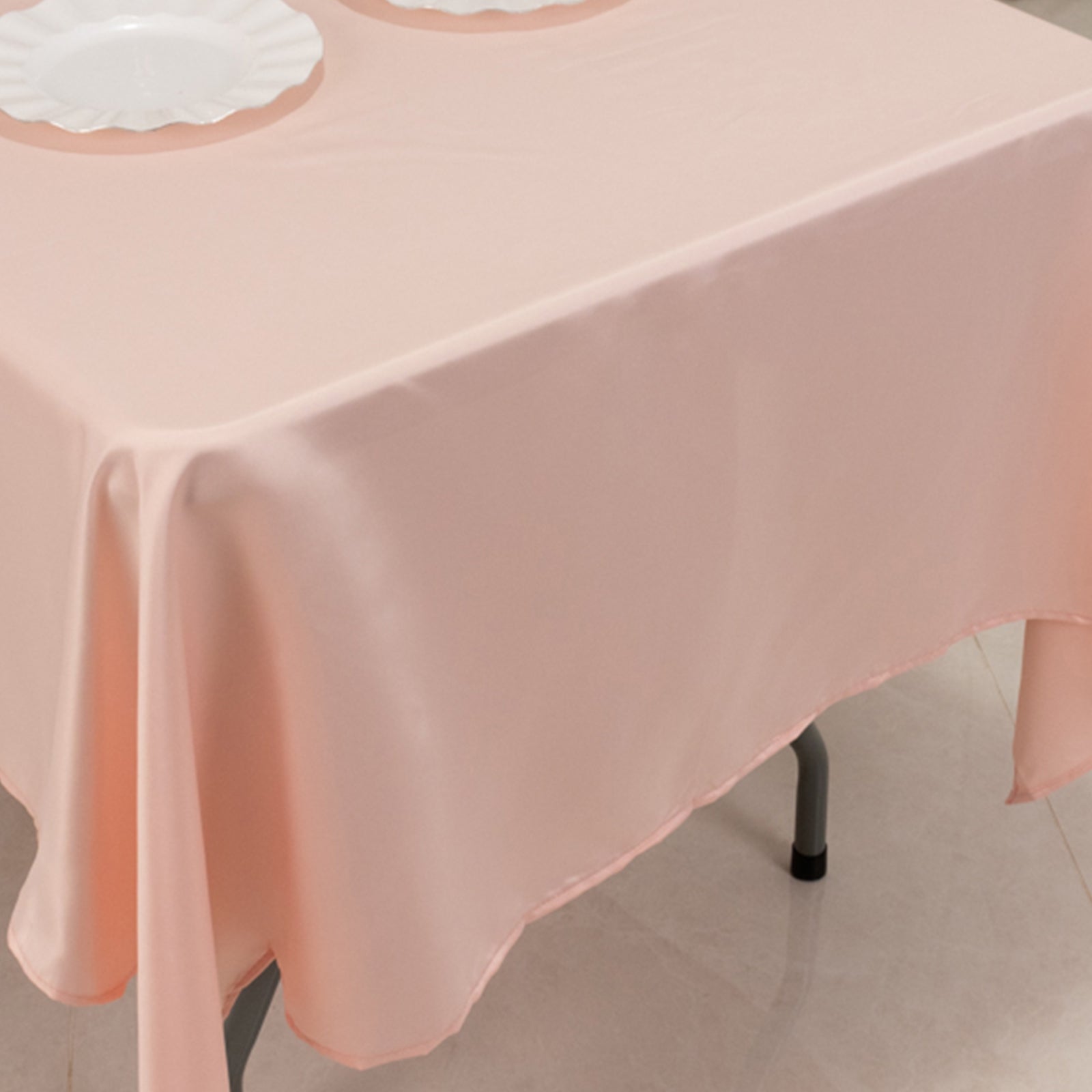 Lamour Satin 60x102 Rectangle Tablecloth Blush - Durable & Silky Soft Feel Table Cover