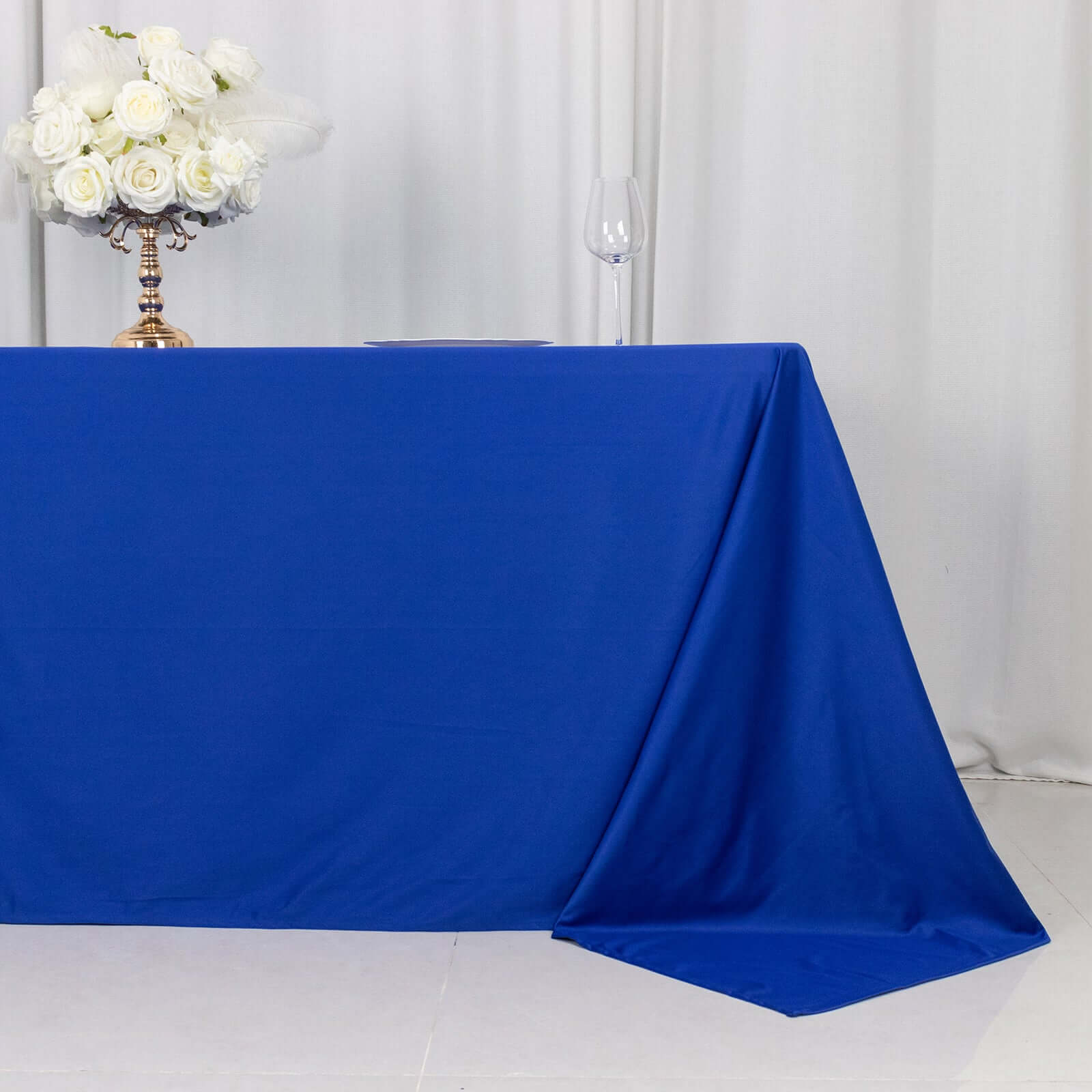 Premium Scuba Rectangular 90x132 Tablecloth Royal Blue - Wrinkle Free, Stain Resistant & Seamless Table Cover