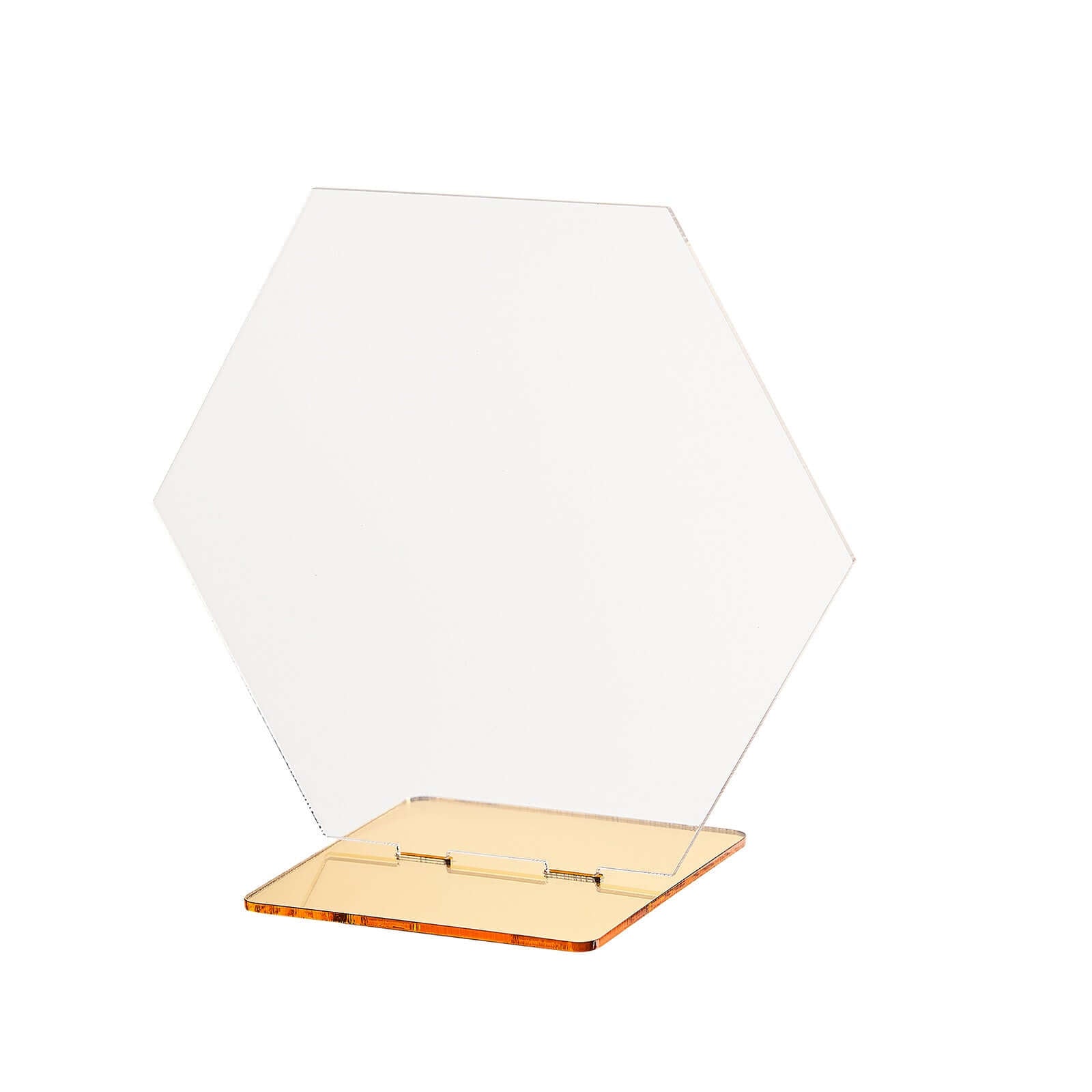 5-Pack Acrylic Table Sign Holders Hexagon Design Clear/Gold - Ideal for Modern Event Centerpieces 5