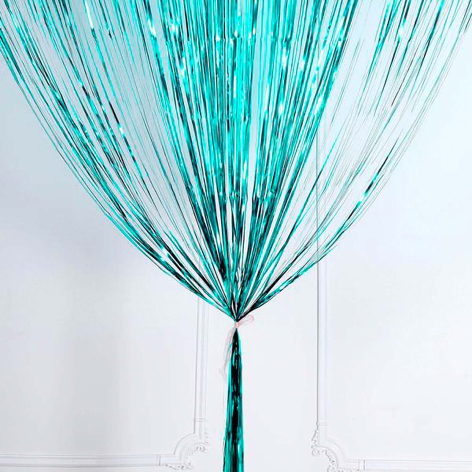 8ft Turquoise Metallic Tinsel Foil Fringe Doorway Curtain Party Backdrop