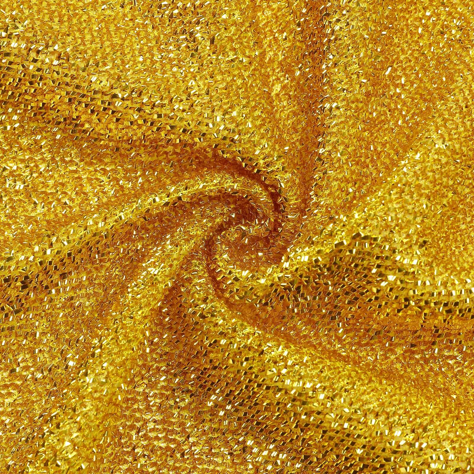 8ftx7ft Gold Metallic Shimmer Tinsel Spandex Hexagon Wedding Arbor Cover, 2-Sided Backdrop