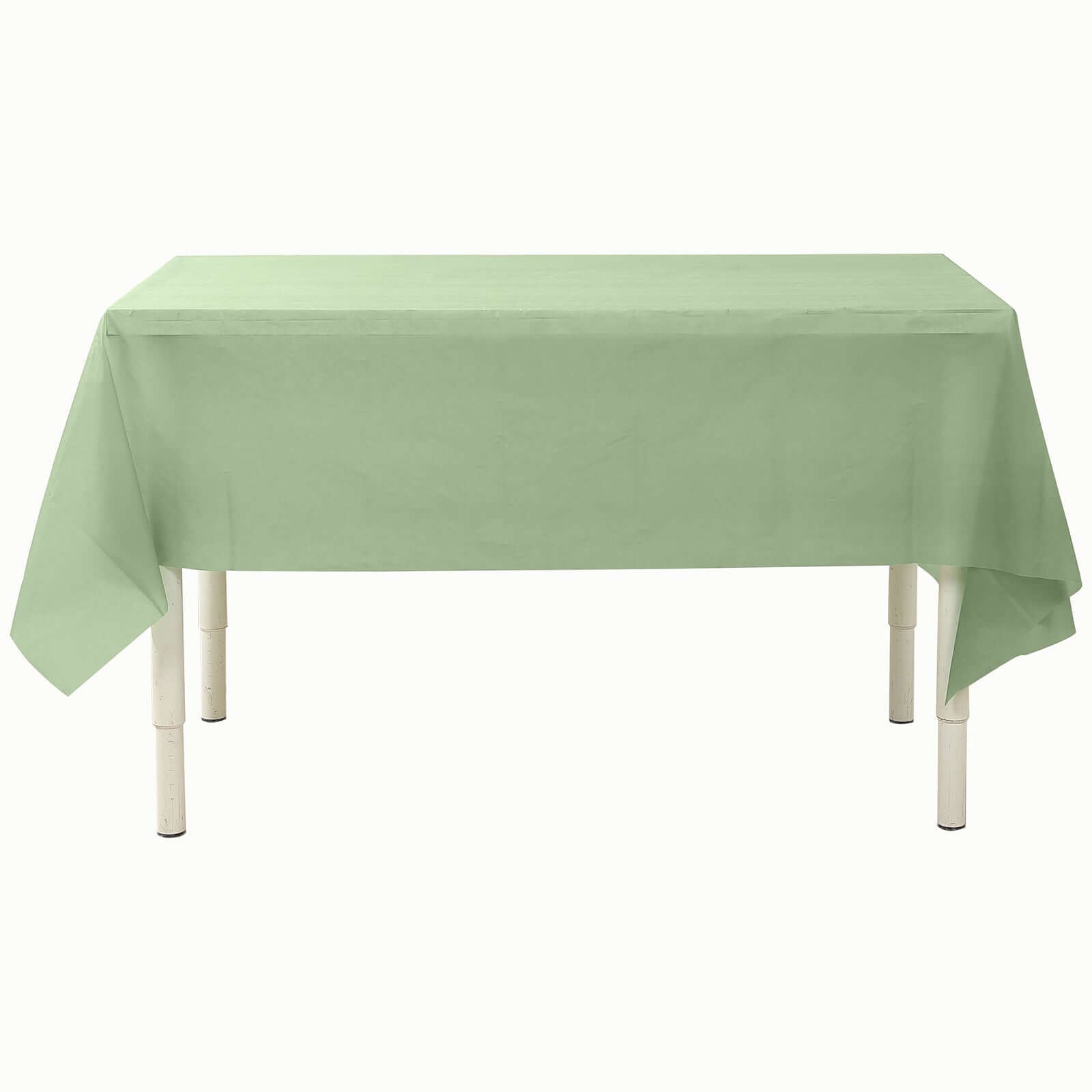 5-Pack Plastic Table Covers Sage Green Rectangle - Reliable PVC Disposable Covers for Gatherings 54x108