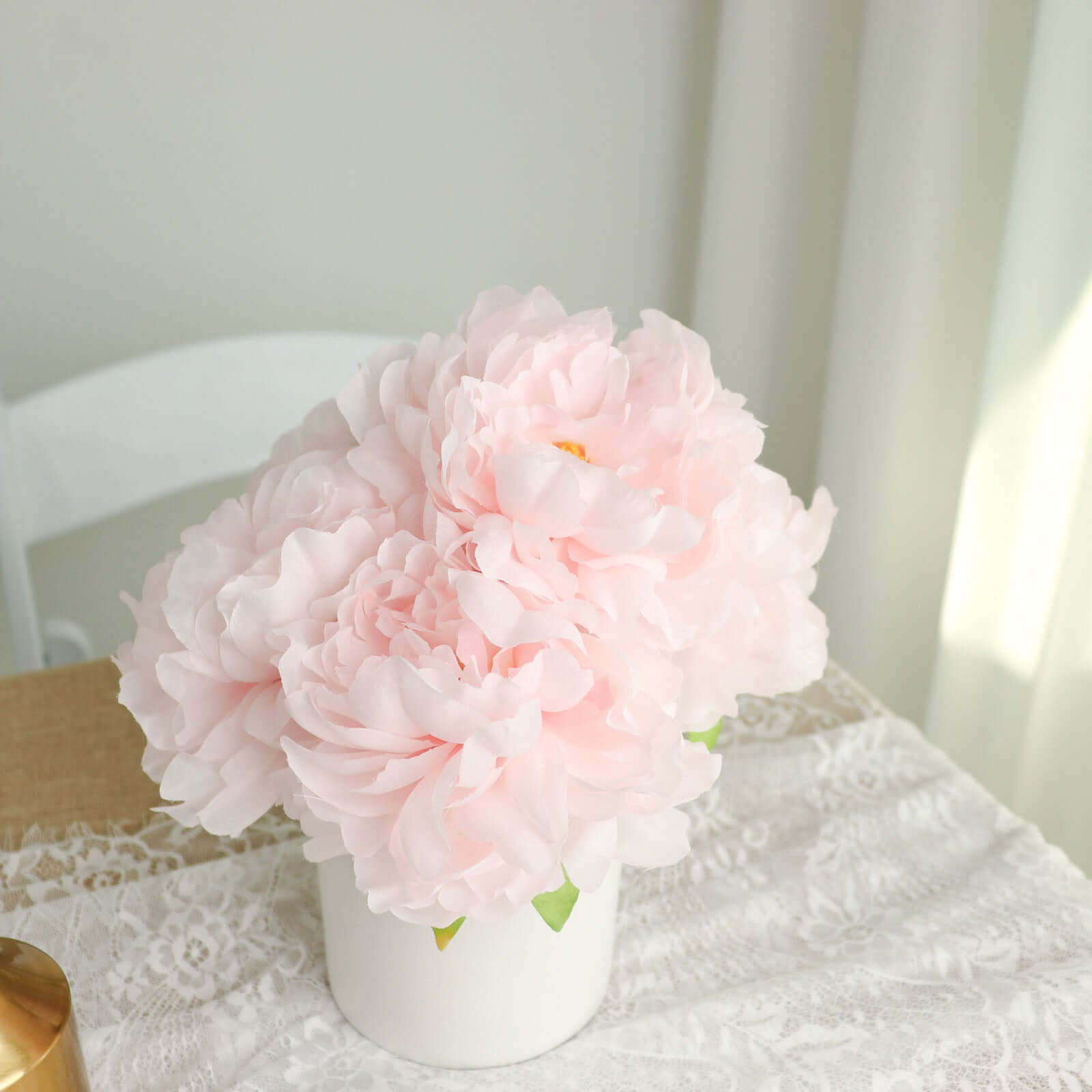 2 Bushes 17 Blush Artificial Silk Peony Flower Bouquets, Real Touch Peonies Spray