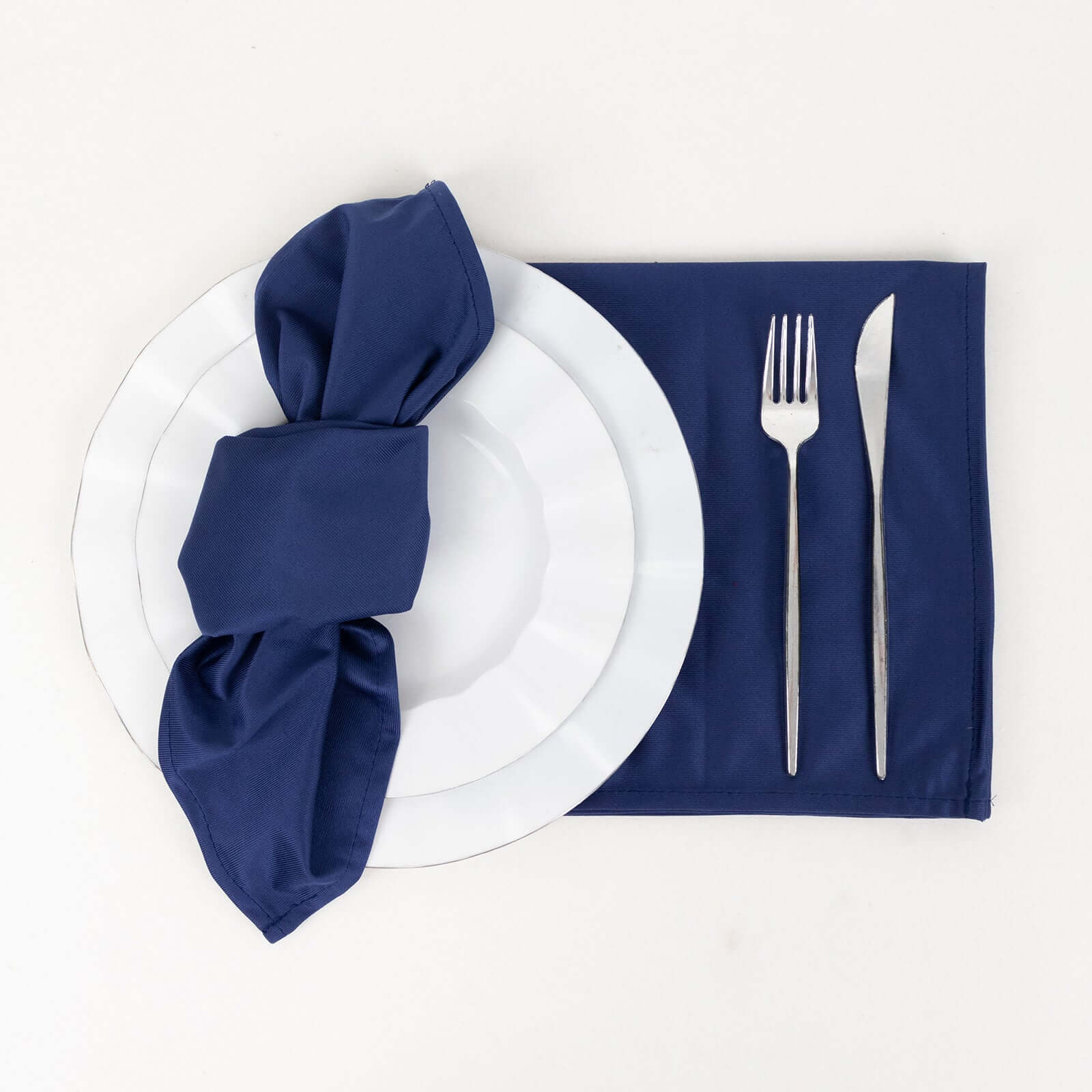 5 Pack Premium Scuba 20x20 Napkins Navy Blue - Durable & Reusable Dinner Napkins