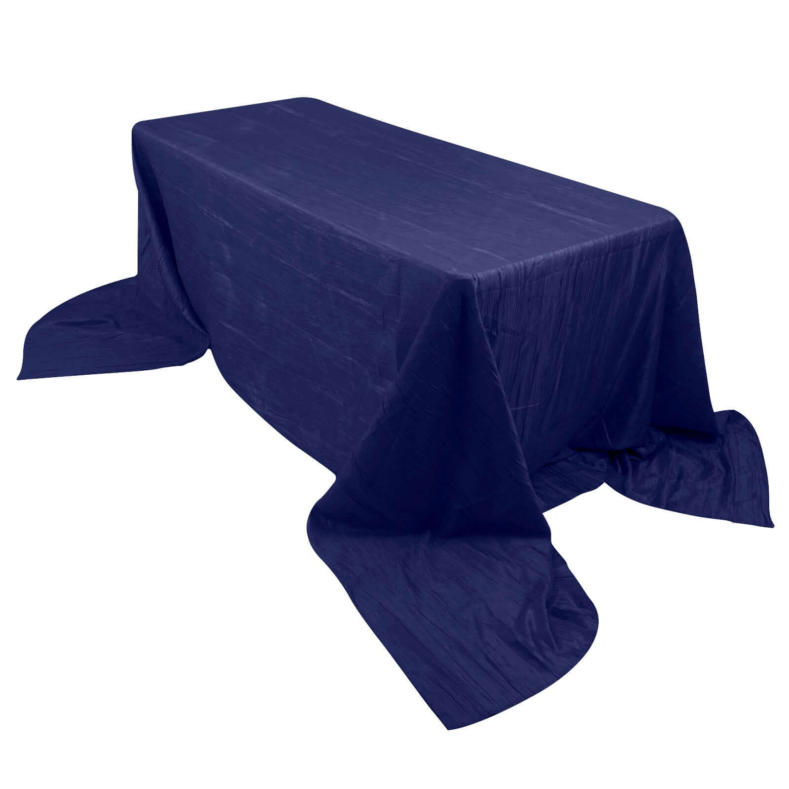 Taffeta 90x156 Rectangle Tablecloth Navy Blue - Accordion Crinkle Seamless Table Cover