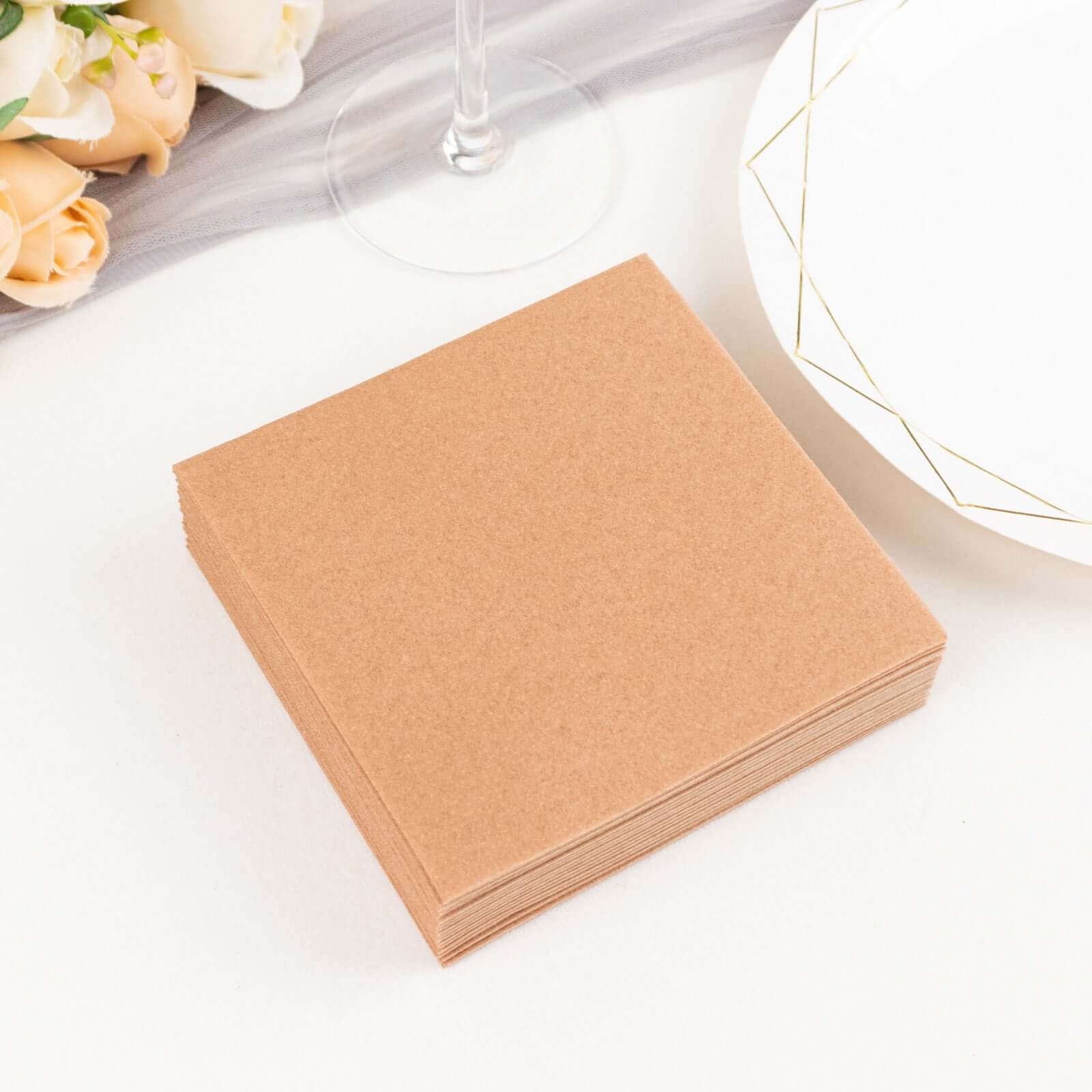 20-Pack Paper Linen-Like Cocktail Napkins Terracotta (Rust) - Disposable 5x5 Airlaid Soft Napkins