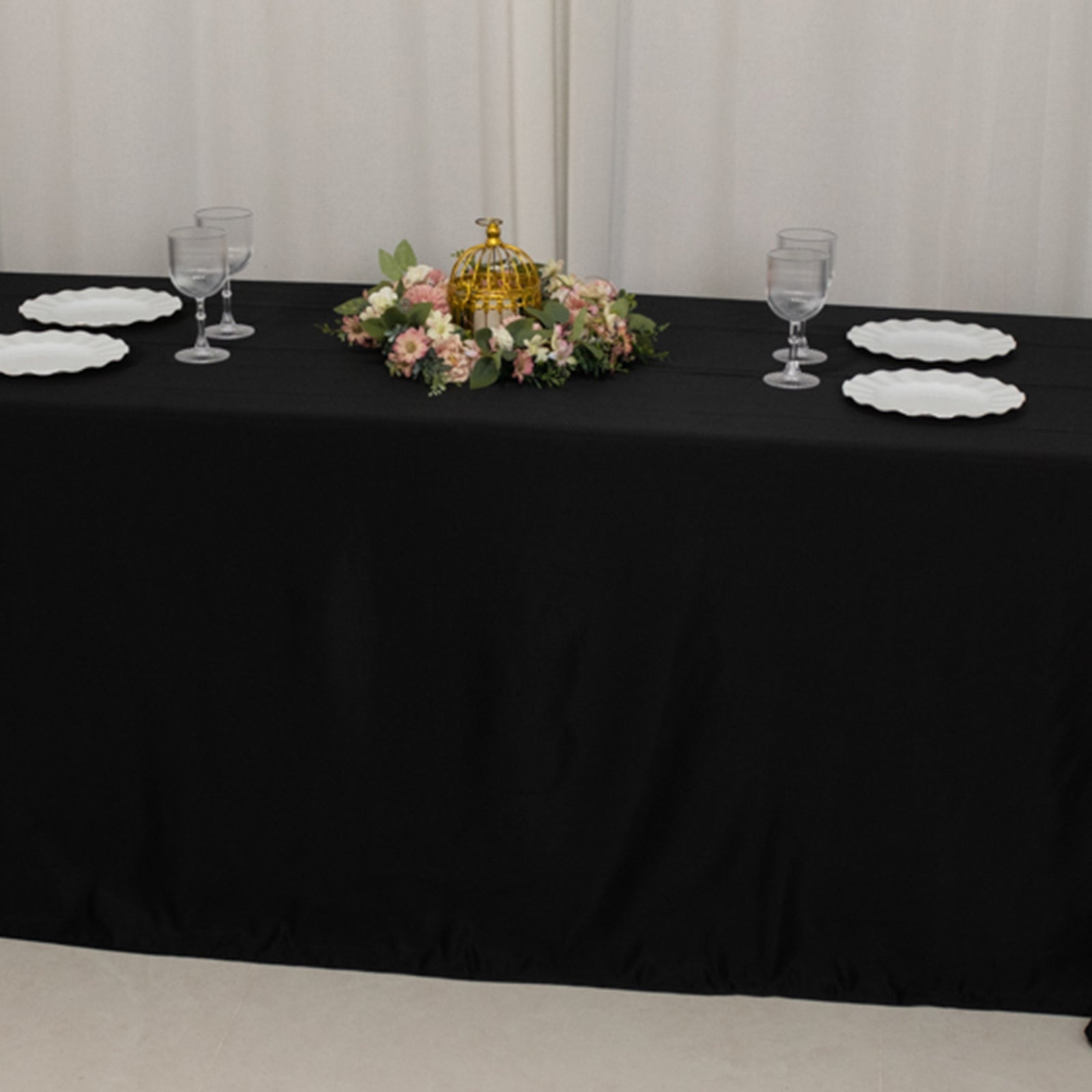 Lamour Satin 90x156 Rectangle Tablecloth Black - Luxurious, Soft Seamless Table Cover for Stylish Settings