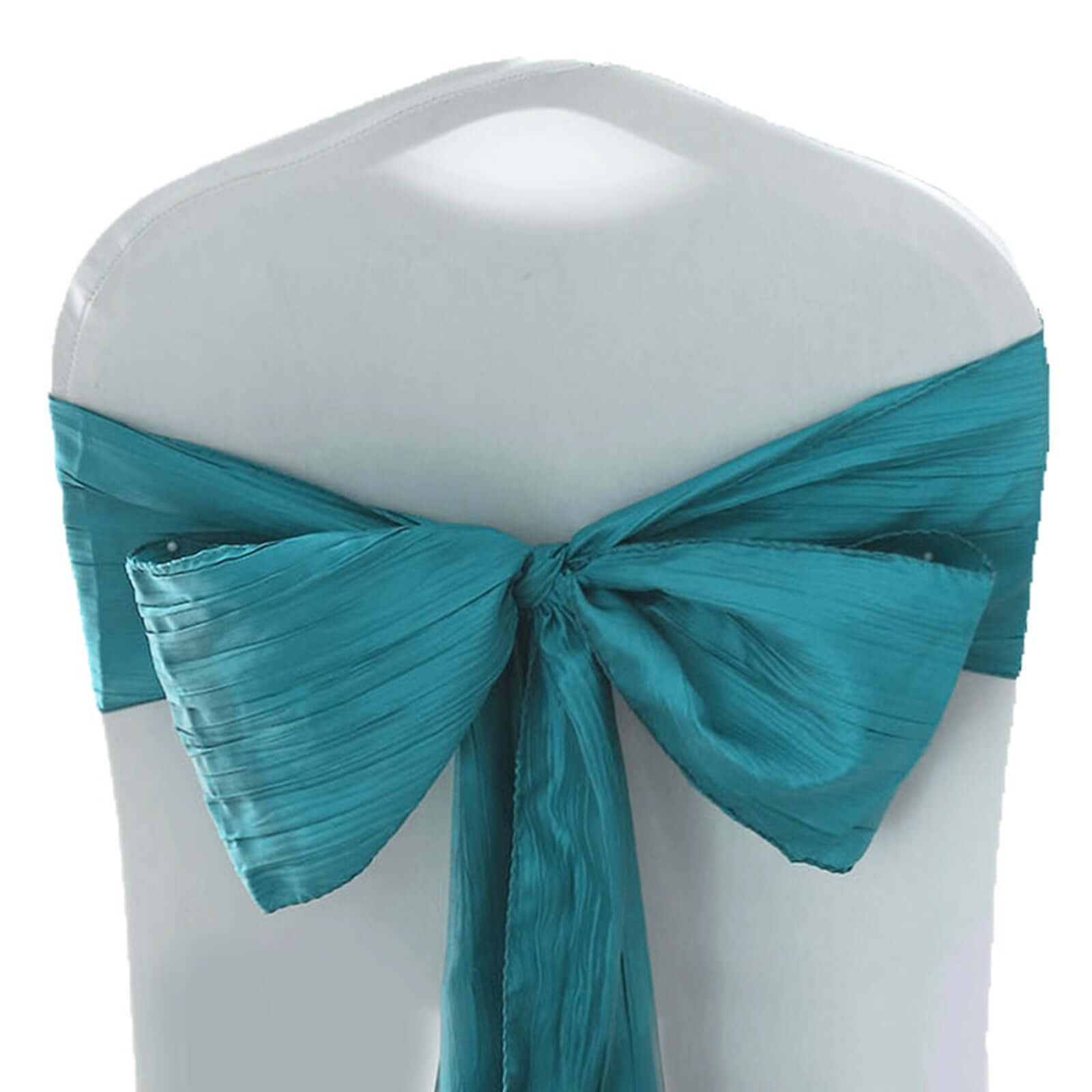 5 Pack Taffeta 6x106 Chair Sashes Teal Accordion Crinkle Texture - Stylish Decor for Weddings & Gatherings