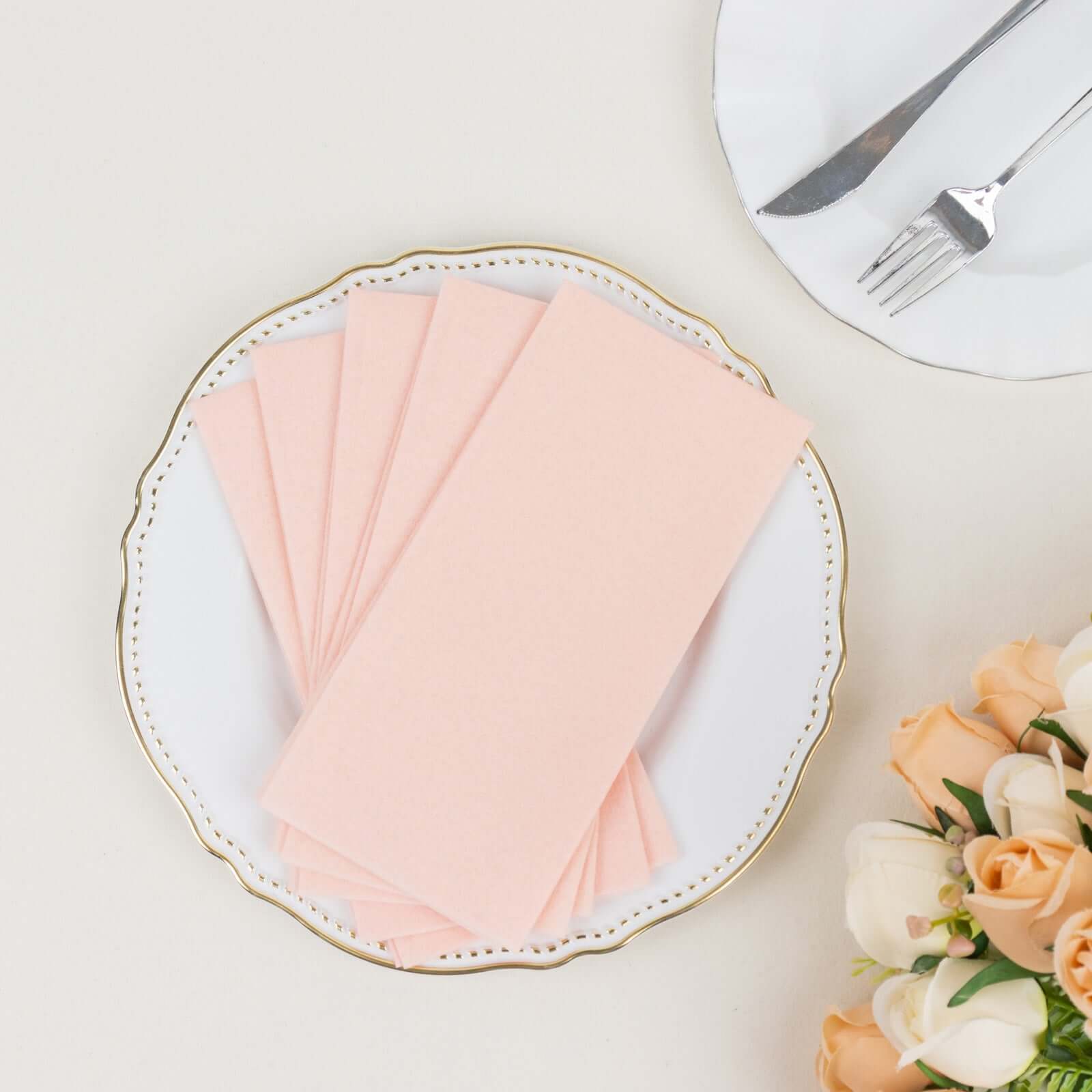 20-Pack Paper Linen-Like Napkins Blush - Disposable Hygienic Airlaid Guest Towels 8.5x4