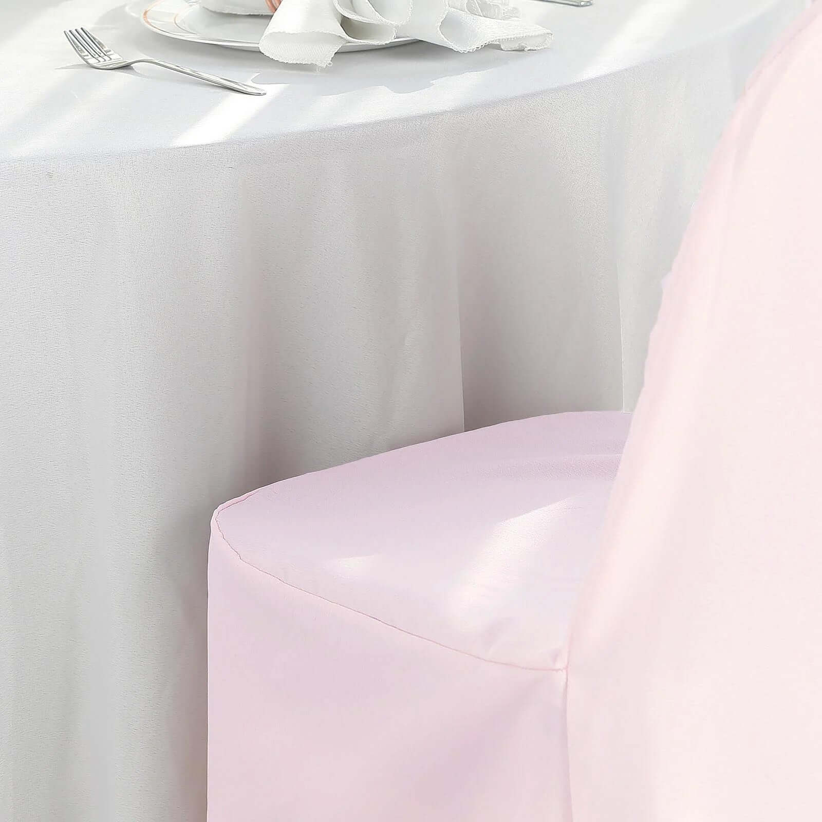 10 Pack Polyester Chair Cover for Banquet Chairs Blush - Stain-Resistant Reusable Slip-On Slipcover