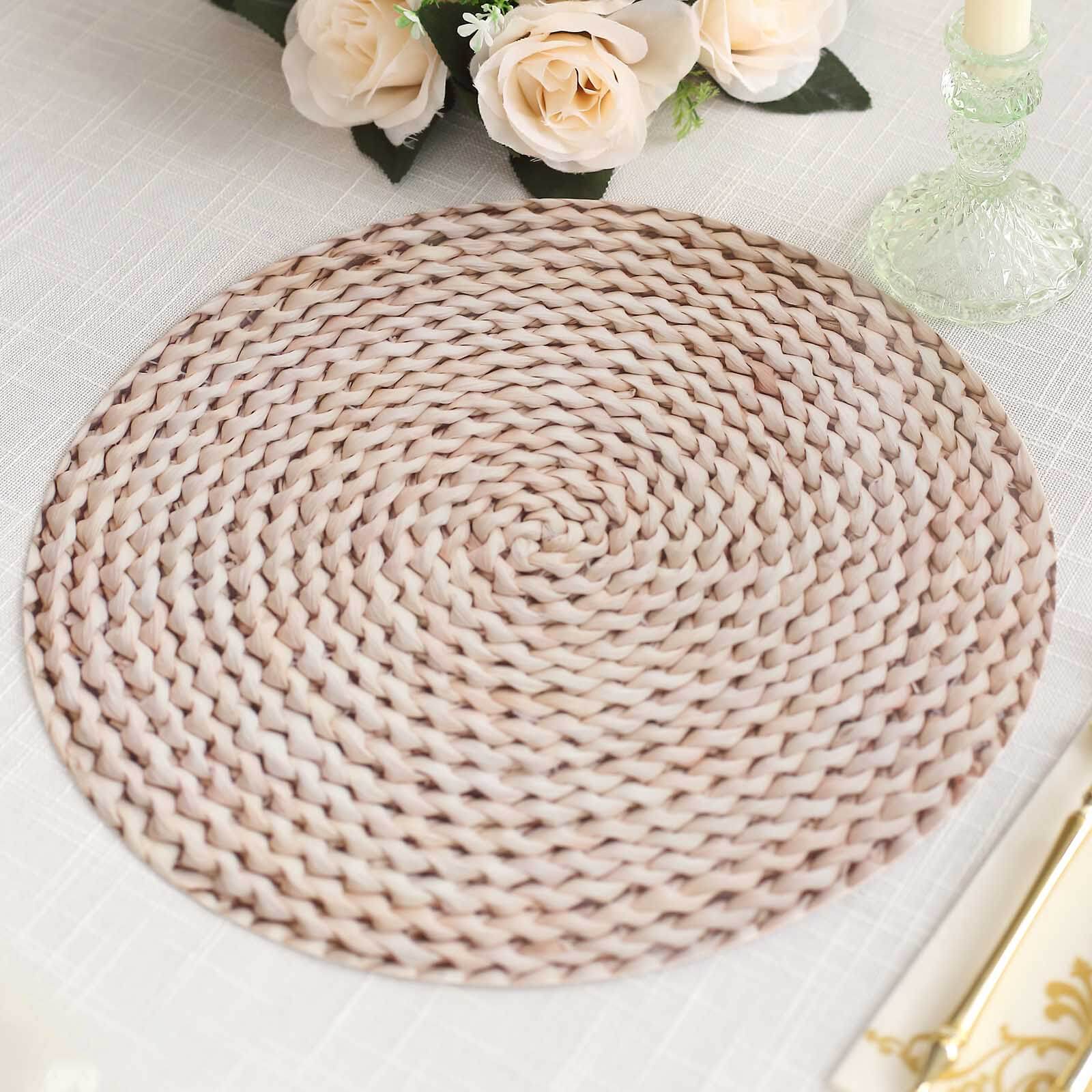 6-Pack Disposable Table Placemats in Wheat with Woven Rattan Print - 700GSM Cardboard Placemats for Rustic Themes & Outdoor Events 13