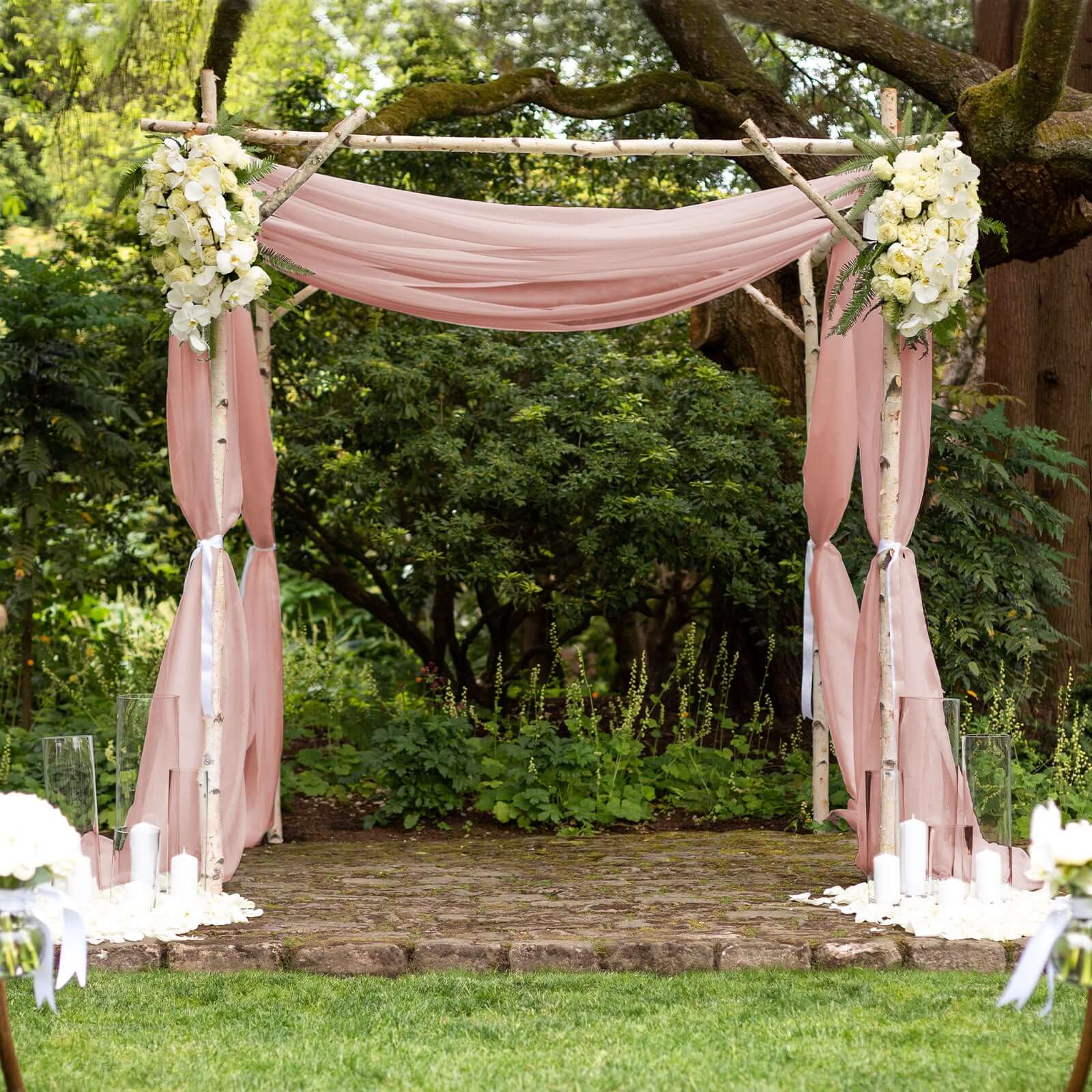 5ftx14ft Premium Dusty Rose Chiffon Curtain Panel, Durable Flame Resistant Backdrop Ceiling Drapery With Rod Pocket