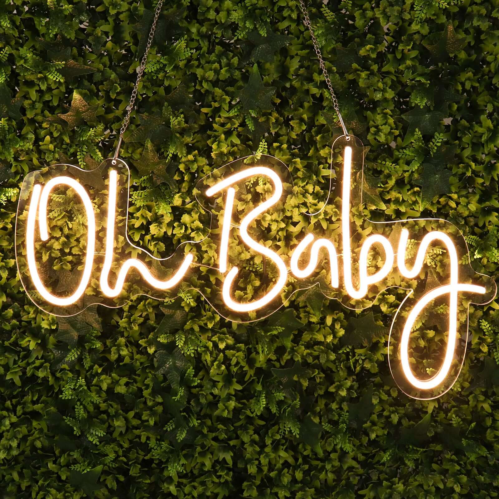 26 Oh Baby Neon Light Sign, LED Reusable Wall Décor Lights With 5ft Hanging Chain