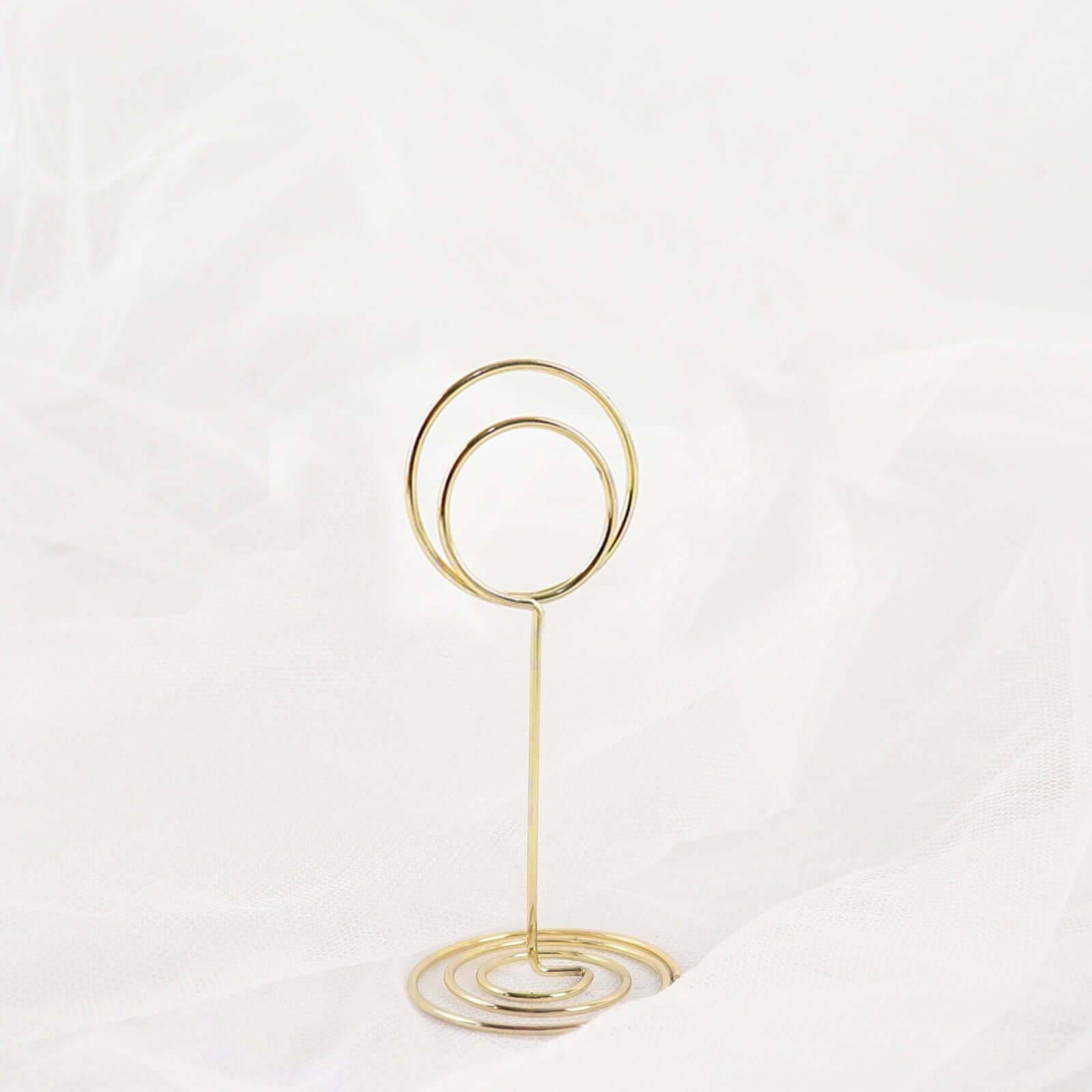 10-Pack Metal Card Holder Stands Mini Circle Hoop Design Gold - Table Number Stands and Wedding Place Card Menu Clips 3.5