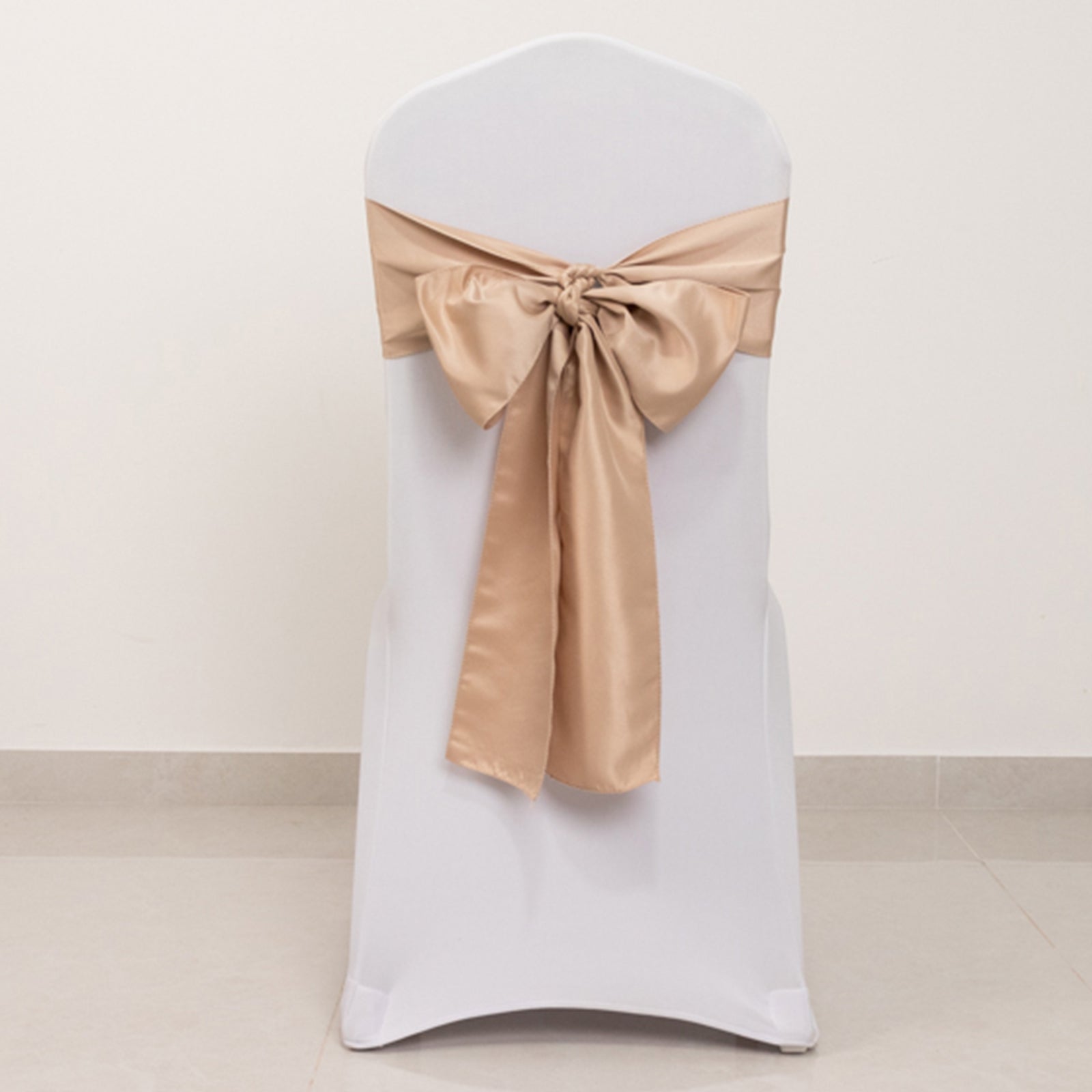 5 Pack Lamour Satin 6x106 Chair Sashes Nude - Stylish Reusable Decorative Bows