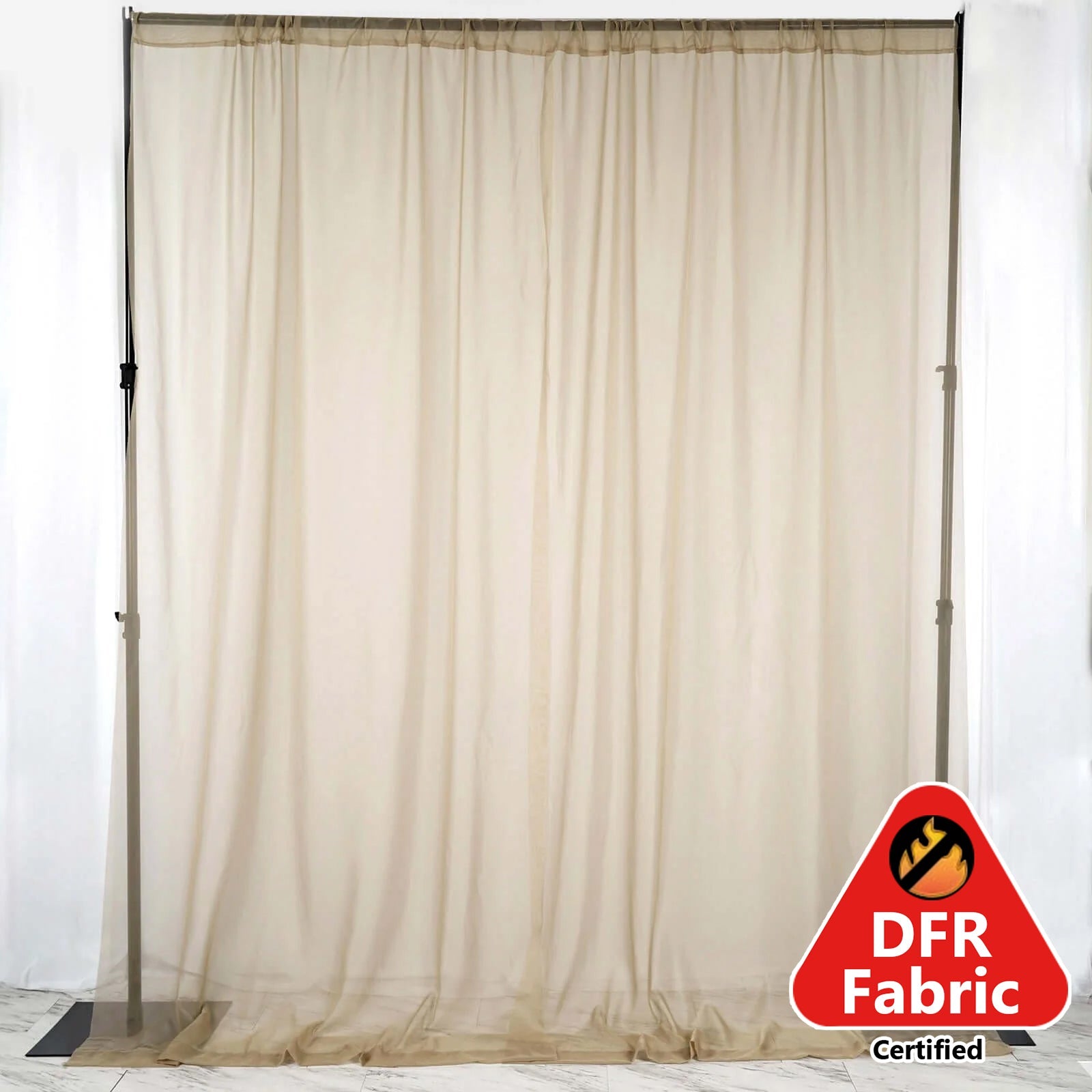 2 Pack Natural Sheer Chiffon Event Curtain Drapes, Durable Flame Resistant Premium Organza Backdrop Event Panels With Rod Pockets - 10ftx10ft