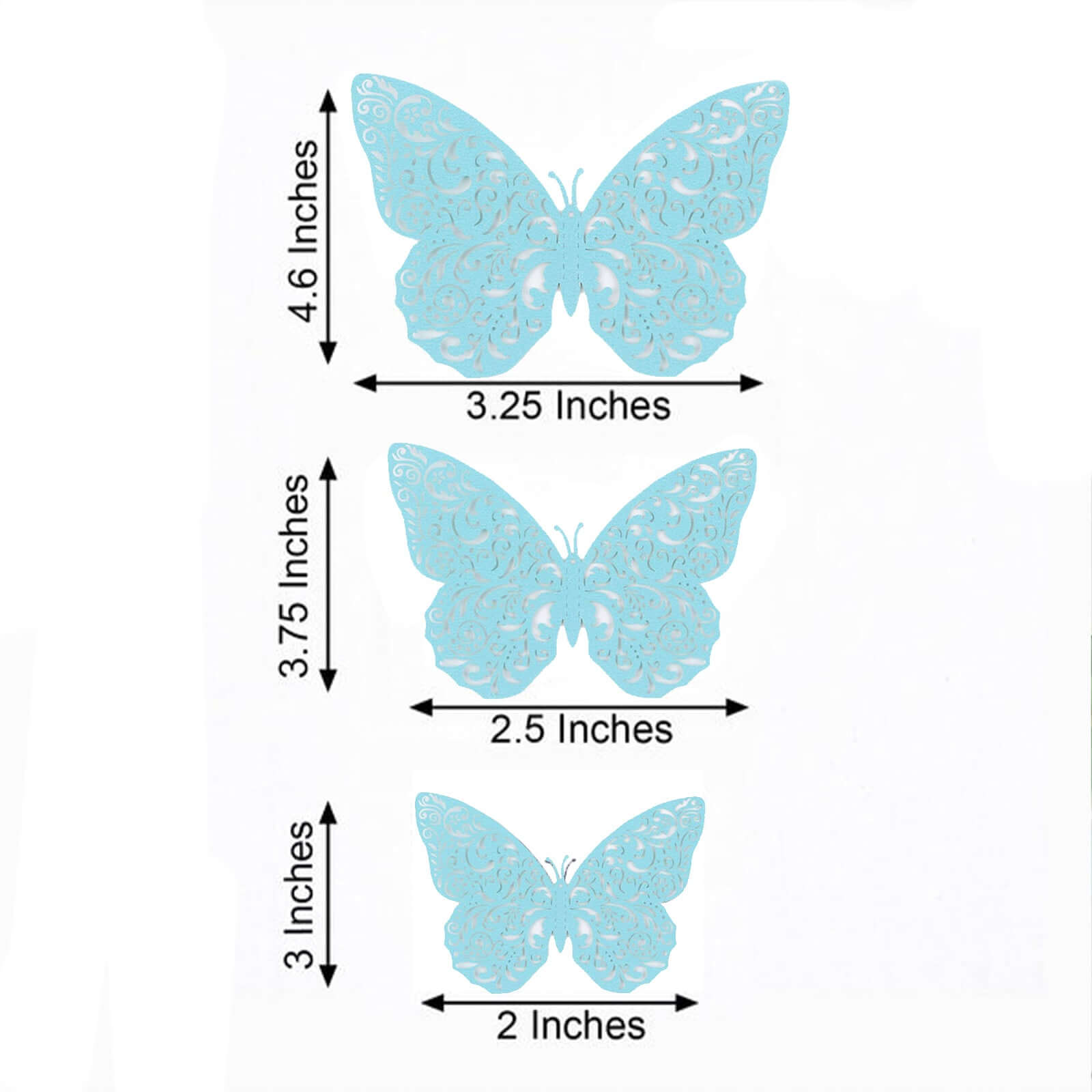 12-Pack 3D Butterfly Wall Decals, DIY Removable Mural Stickers Turquoise Cake Decorations Eye-Catching Design