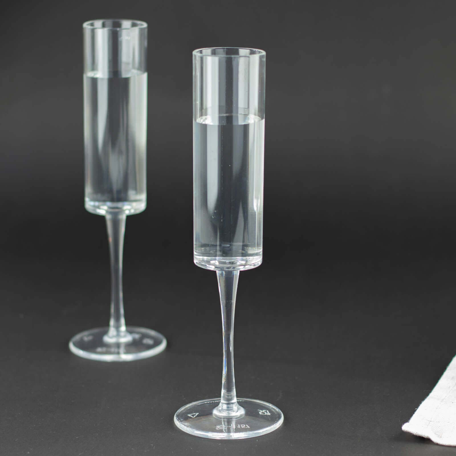 6-Pack Plastic Wine Mimosa Goblets Clear Cylindrical Shape - Reusable Champagne Flute Glasses 9.5 Tall 6oz